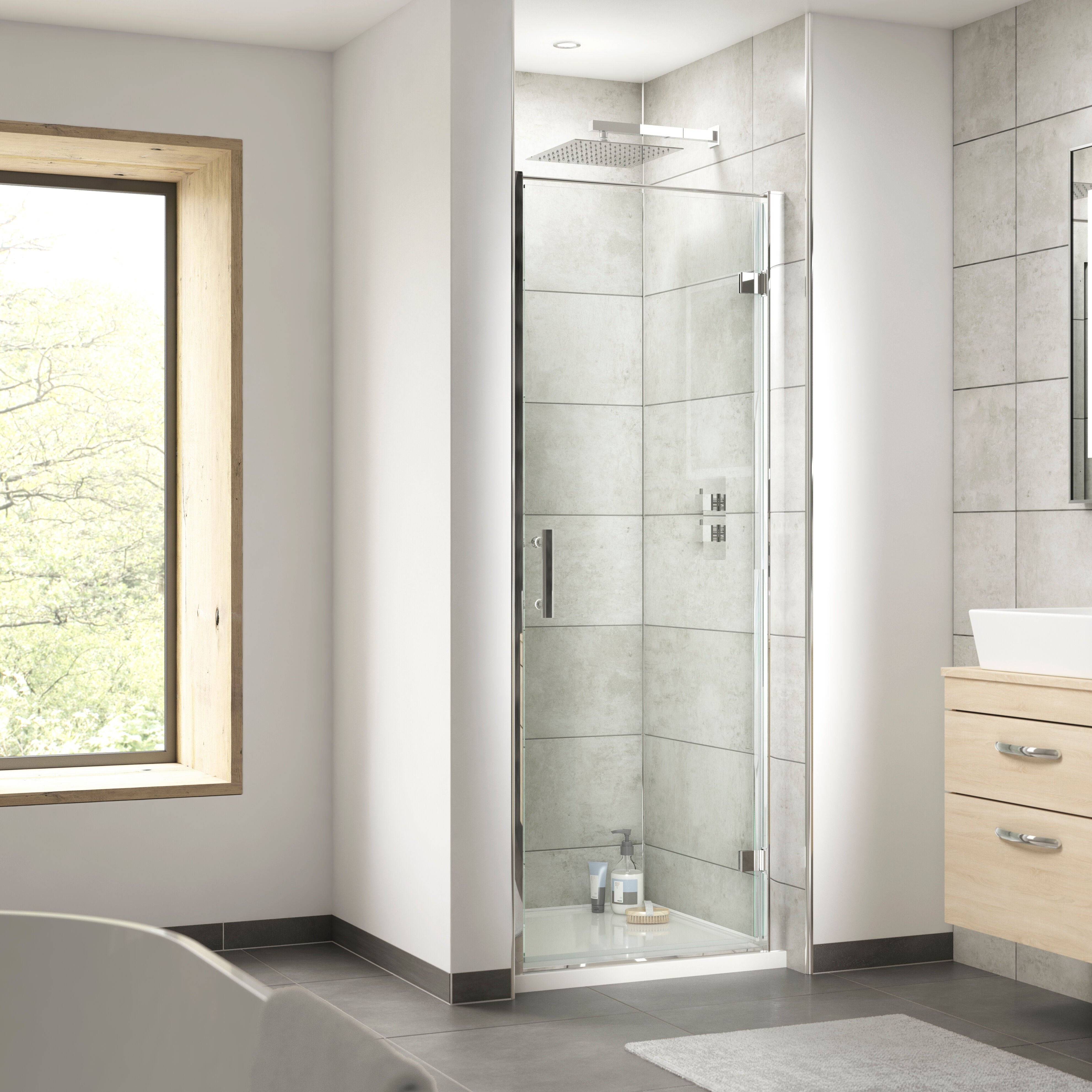 Nuda 6mm Glass Hinged Shower Door - Chrome