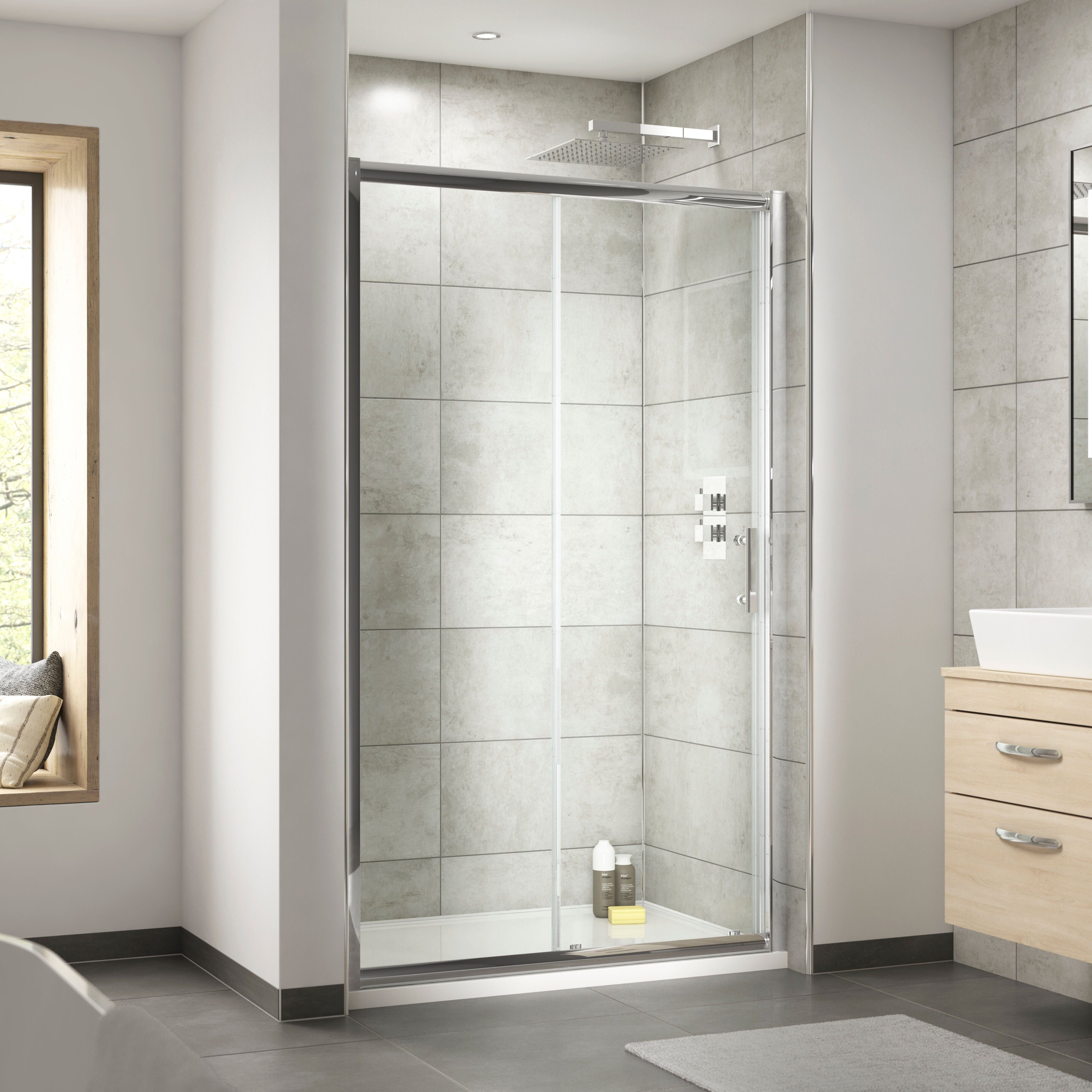 Nuda 6mm Glass Sliding Shower Door Enclosure - Chrome