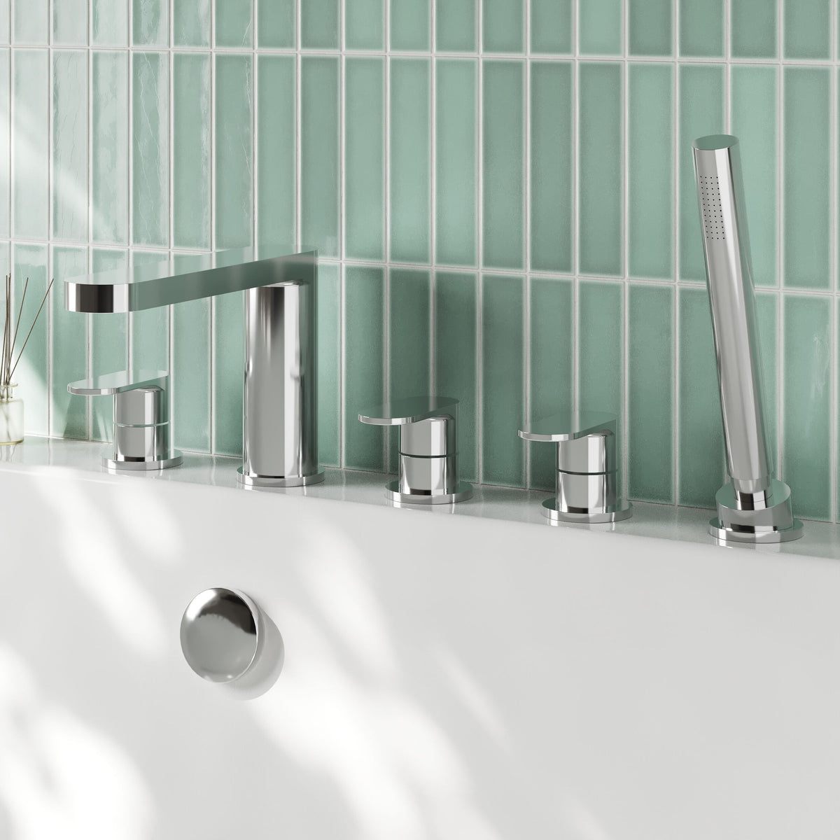 Astor 5 Hole Deck Mounted Bath Shower Mixer Tap - Chrome