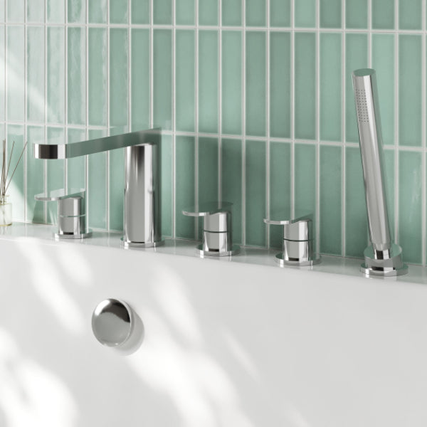 Astor 5 Hole Deck Mounted Bath Shower Mixer Tap - Chrome