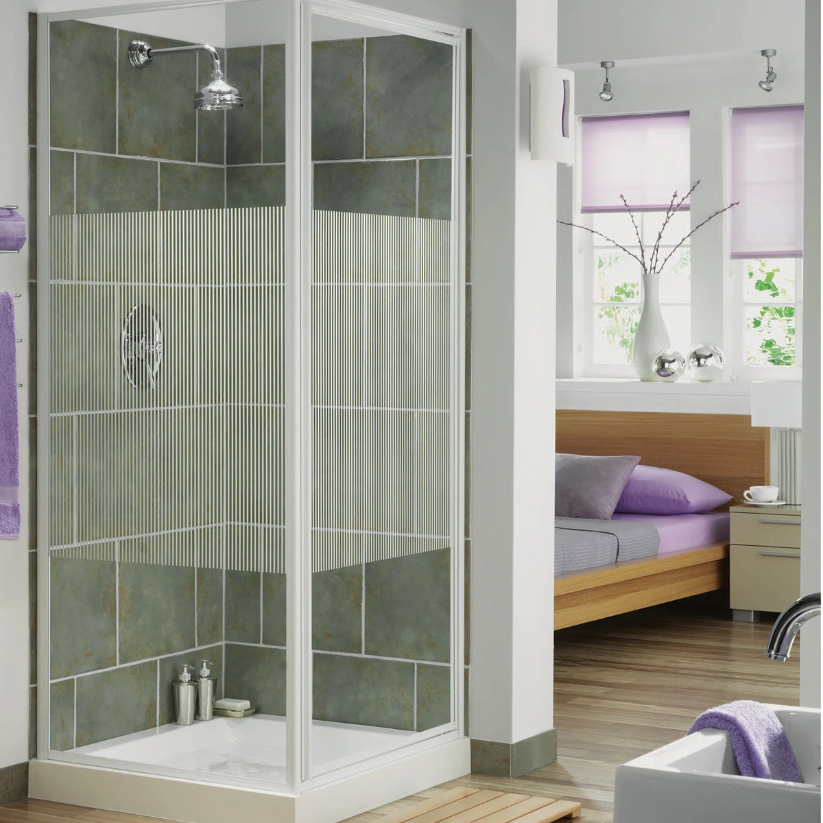 Delta 3mm Glass Recessed Pivot Shower Door - Chrome
