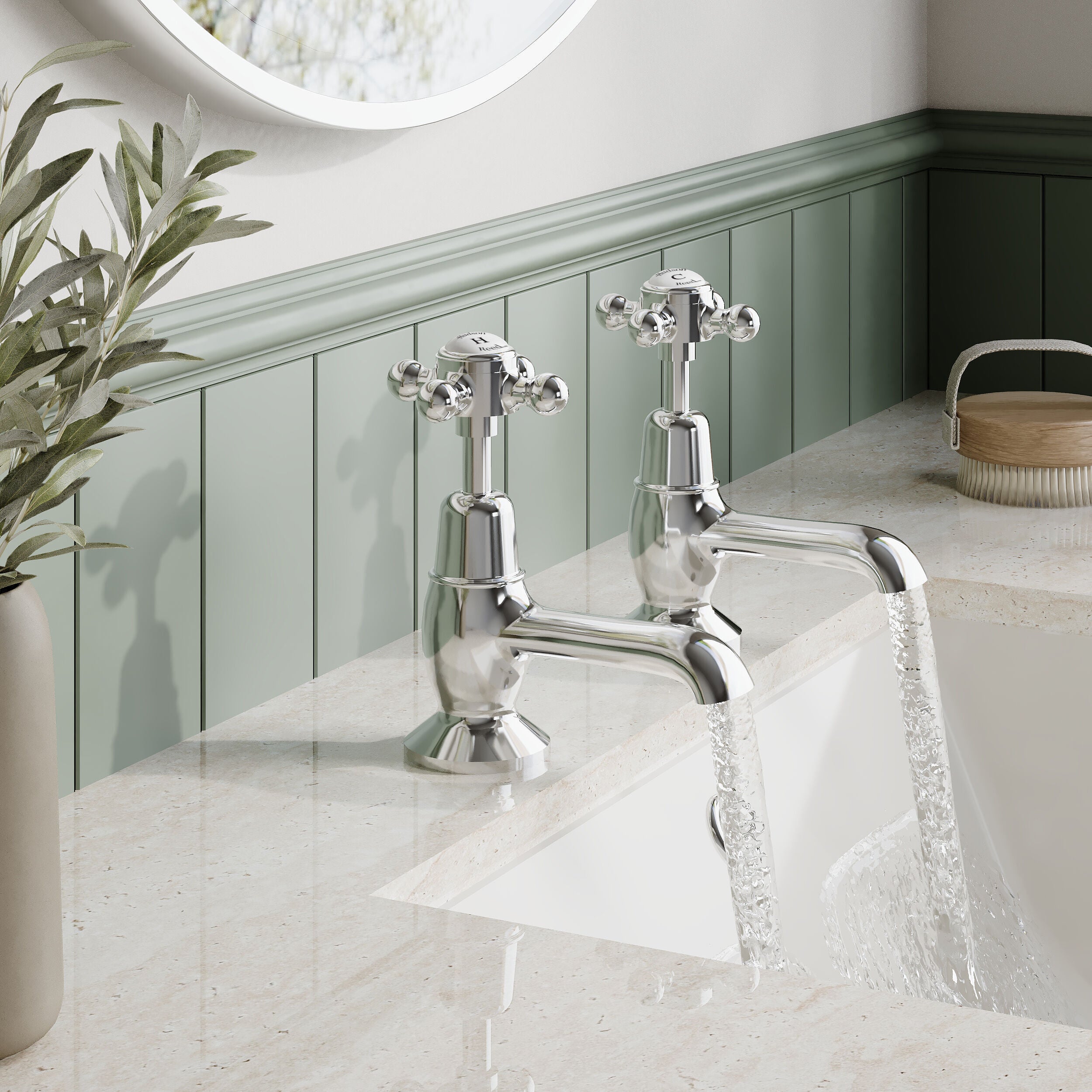 Claremont Topaz Dome Basin Taps Pair
