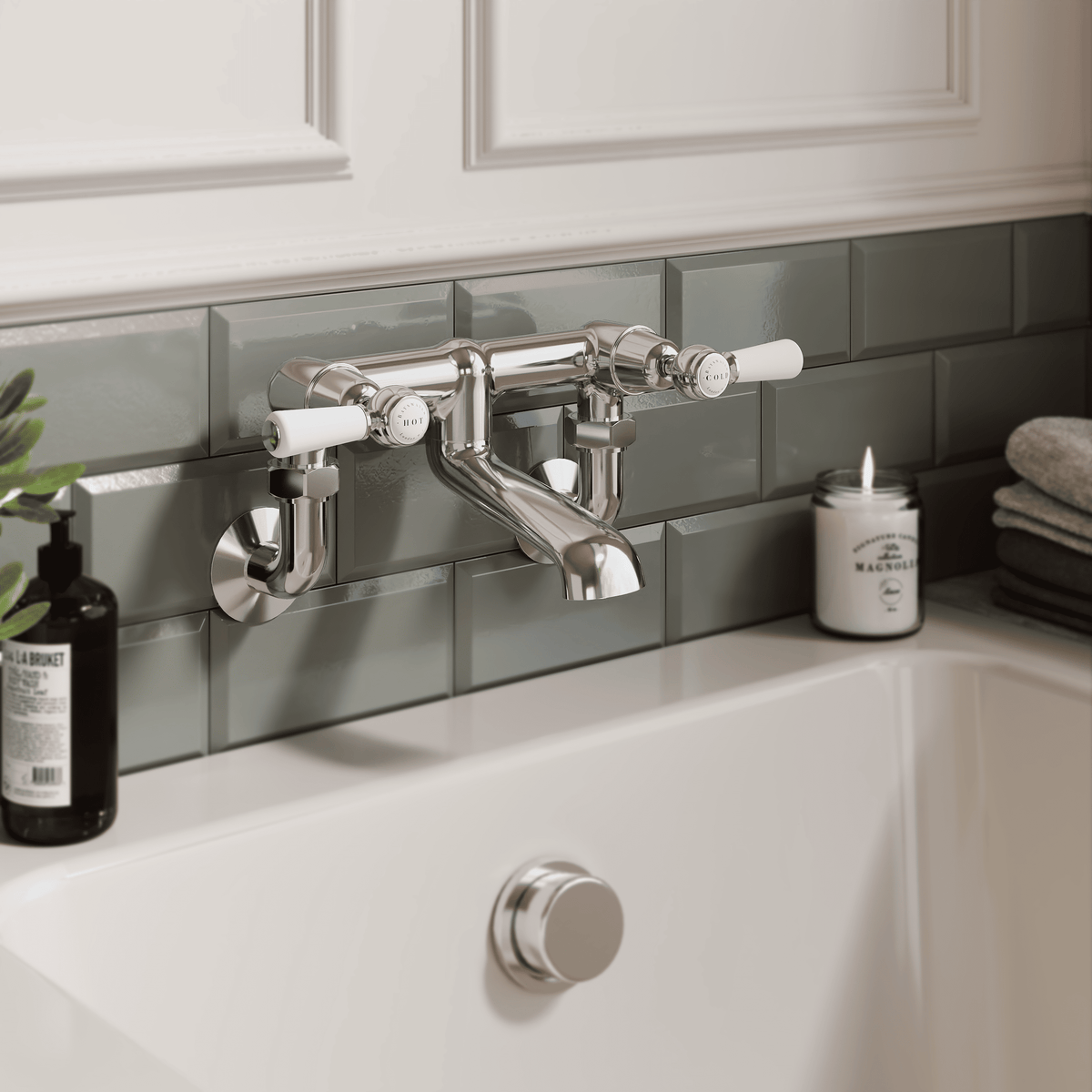Claremont Topaz Wall Mounted Lever Bath Filler Tap