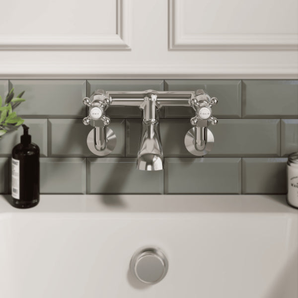 Claremont Traditional Crosshead Wall Mounted Bath Filler Tap