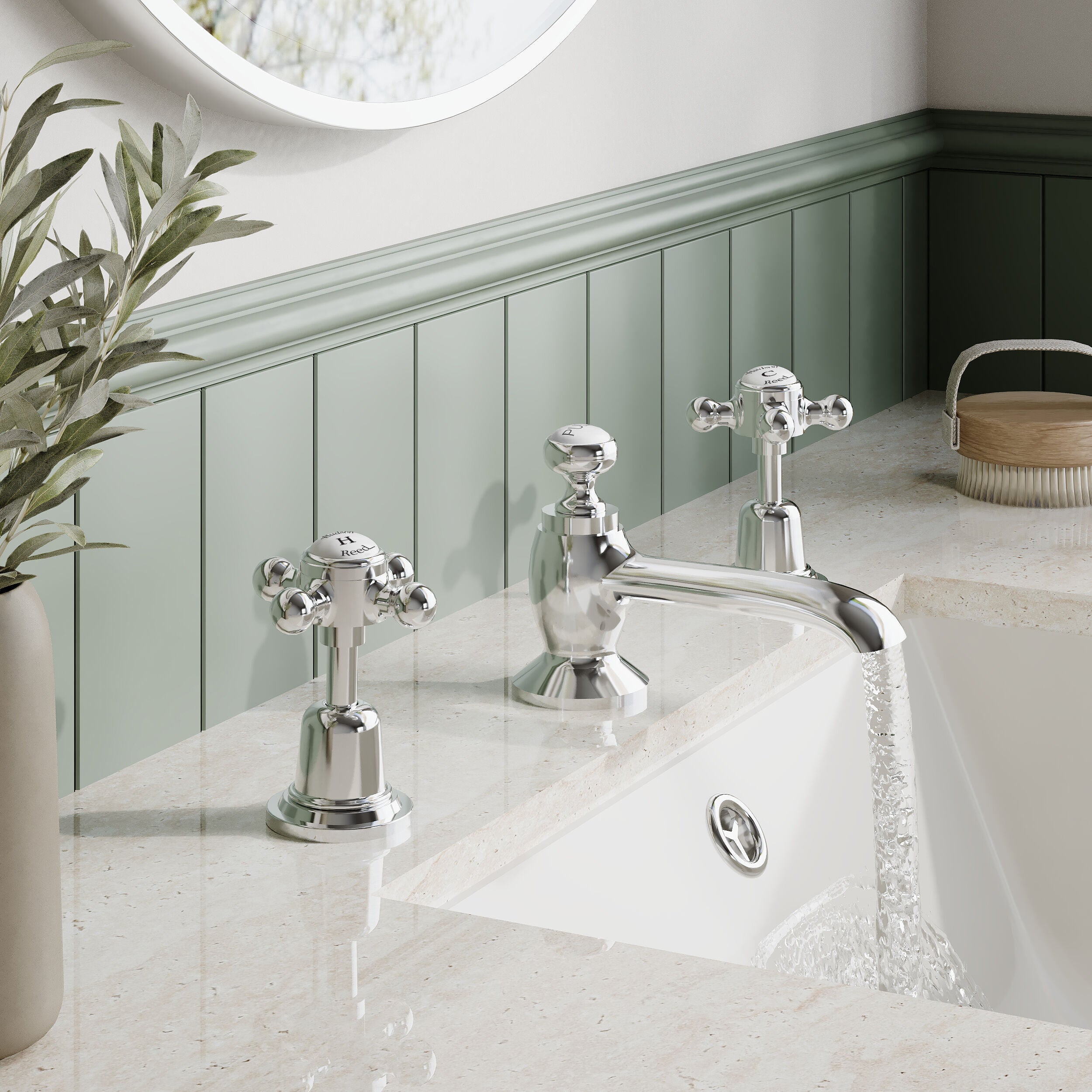 Claremont Topaz 3-Hole Deck Mounted Basin Mixer Tap with Pop Up Waste