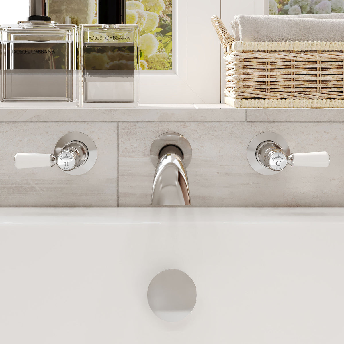 Claremont Topaz Dome Collar Lever Wall Mounted Bath Filler Tap