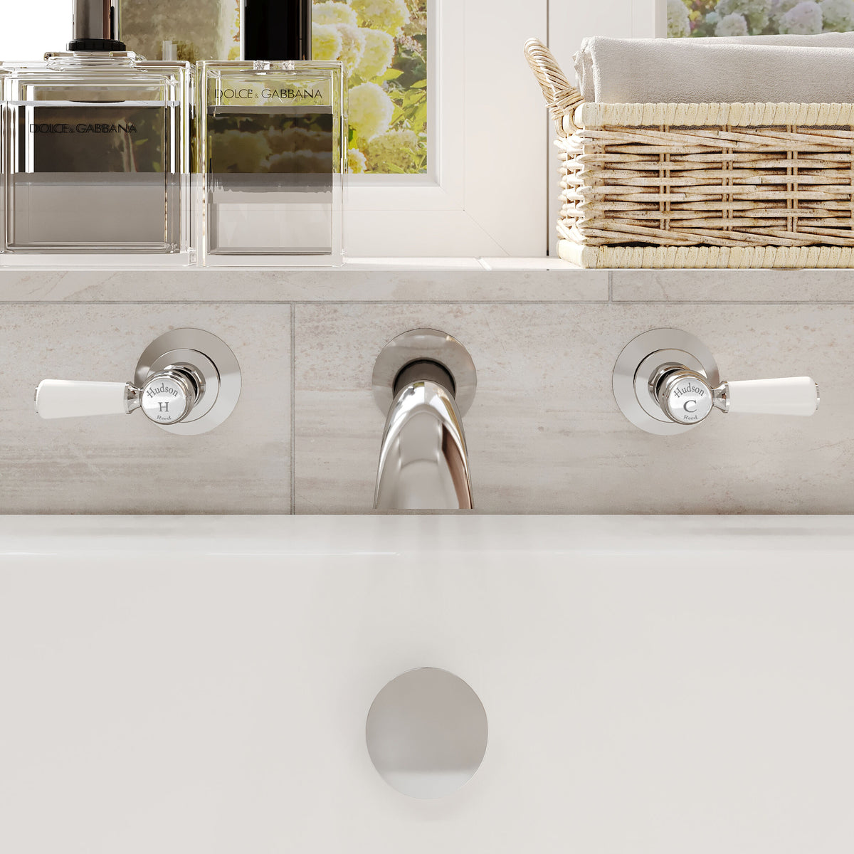 Claremont Topaz 3 Hole Dual Lever Wall Mounted Bath Filler Tap