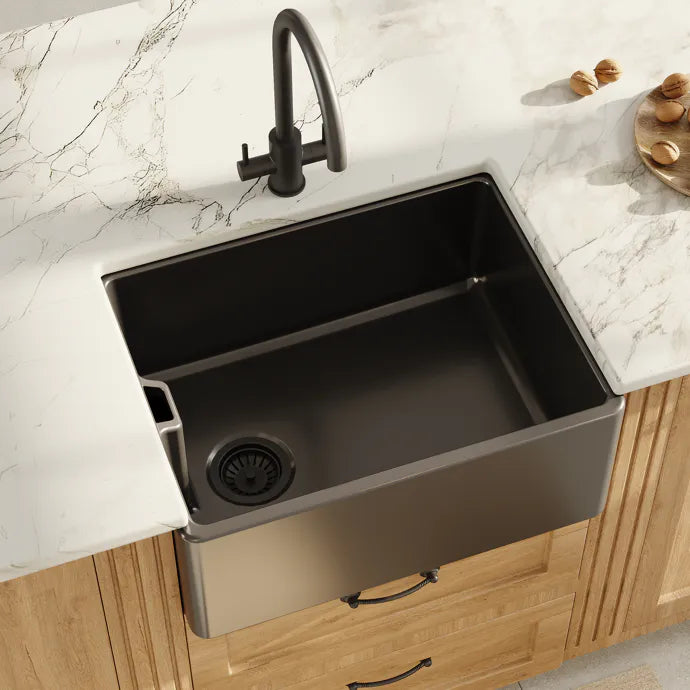 Nuie Single Bowl Belfast Sink With Offset Waste And Weir Overflow