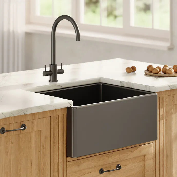 Nuie Single Bowl Belfast Sink With Offset Waste And Weir Overflow