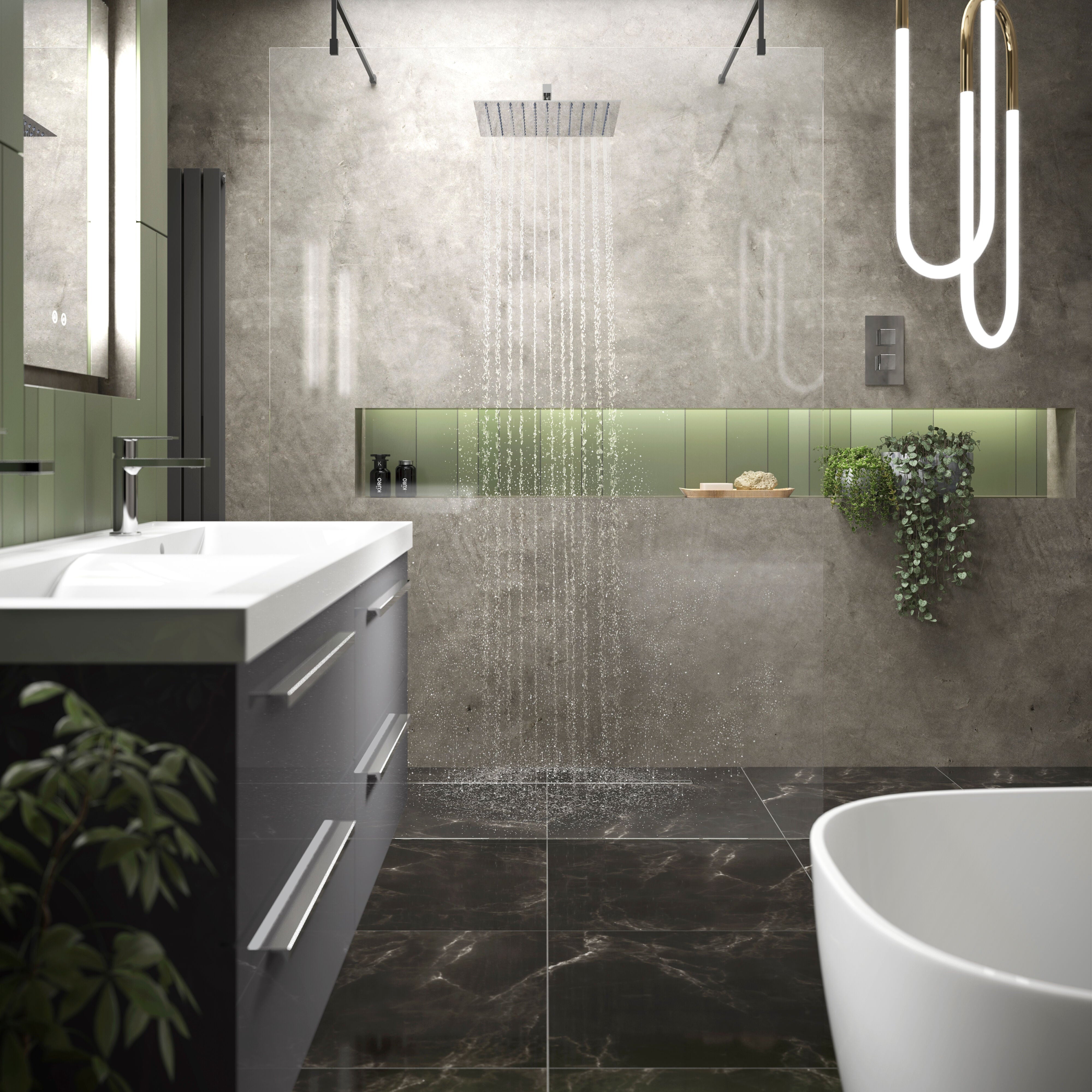 Cascade 8mm Glass Wetroom Panel With Arms And Feet