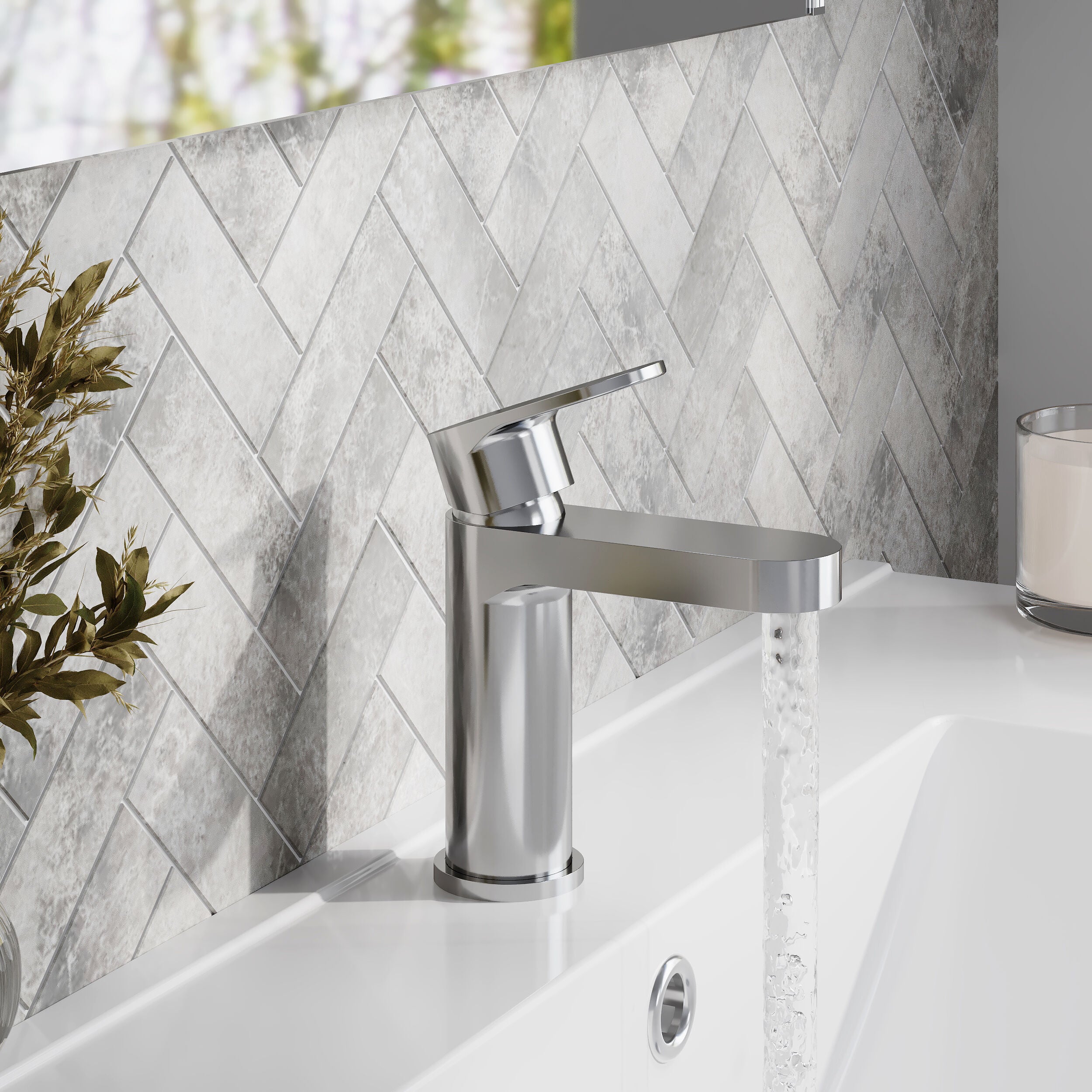 Brent Mono Basin Mixer Tap With Push Button Waste - Chrome