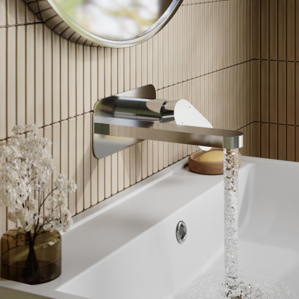 Brent 2 Hole Wall Mounted Basin Mixer Tap With Plate