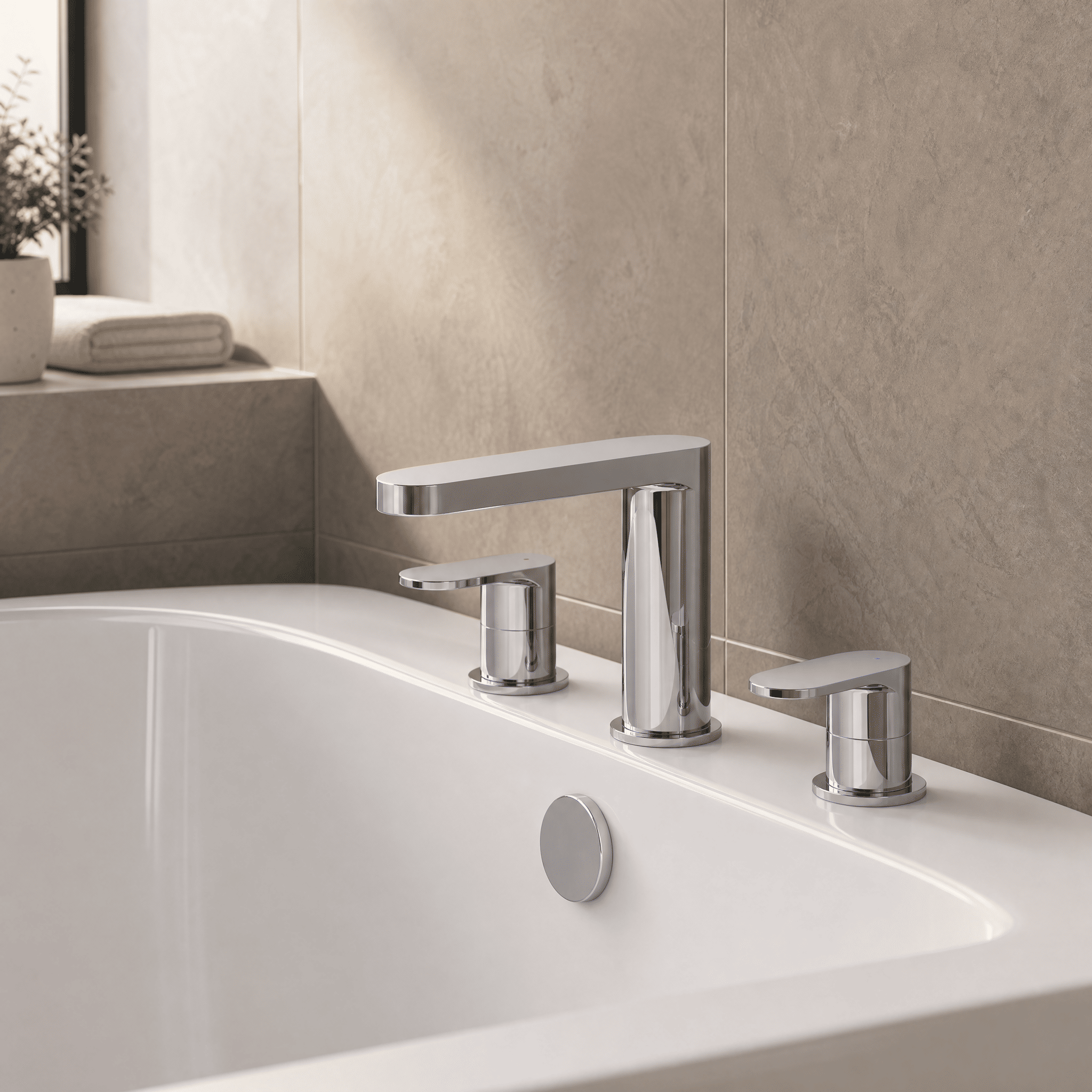 Brent 3 Hole Deck Mounted Bath Filler Tap - Chrome