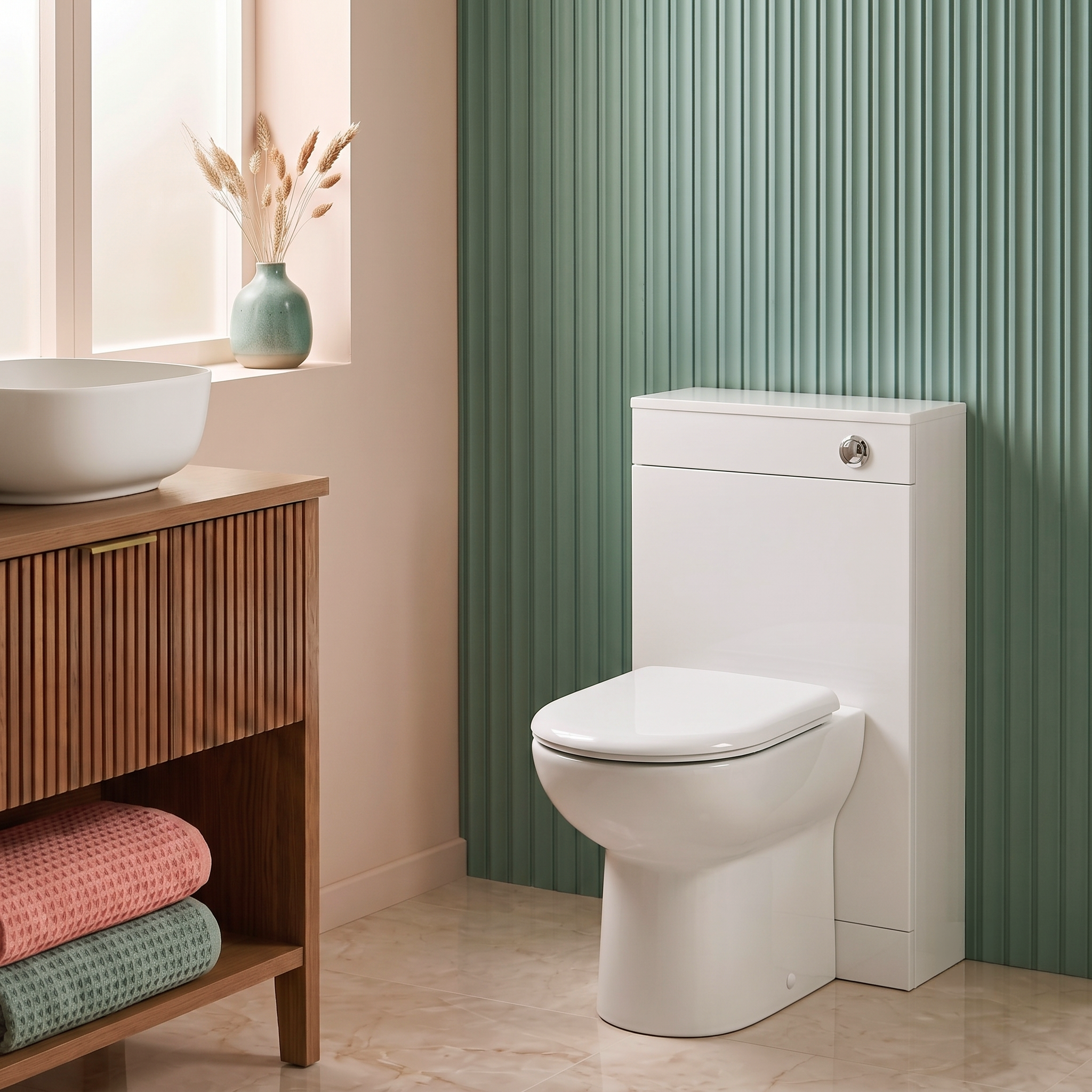 Clinton Comfort Height Back to Wall Toilet With Seat Options - White
