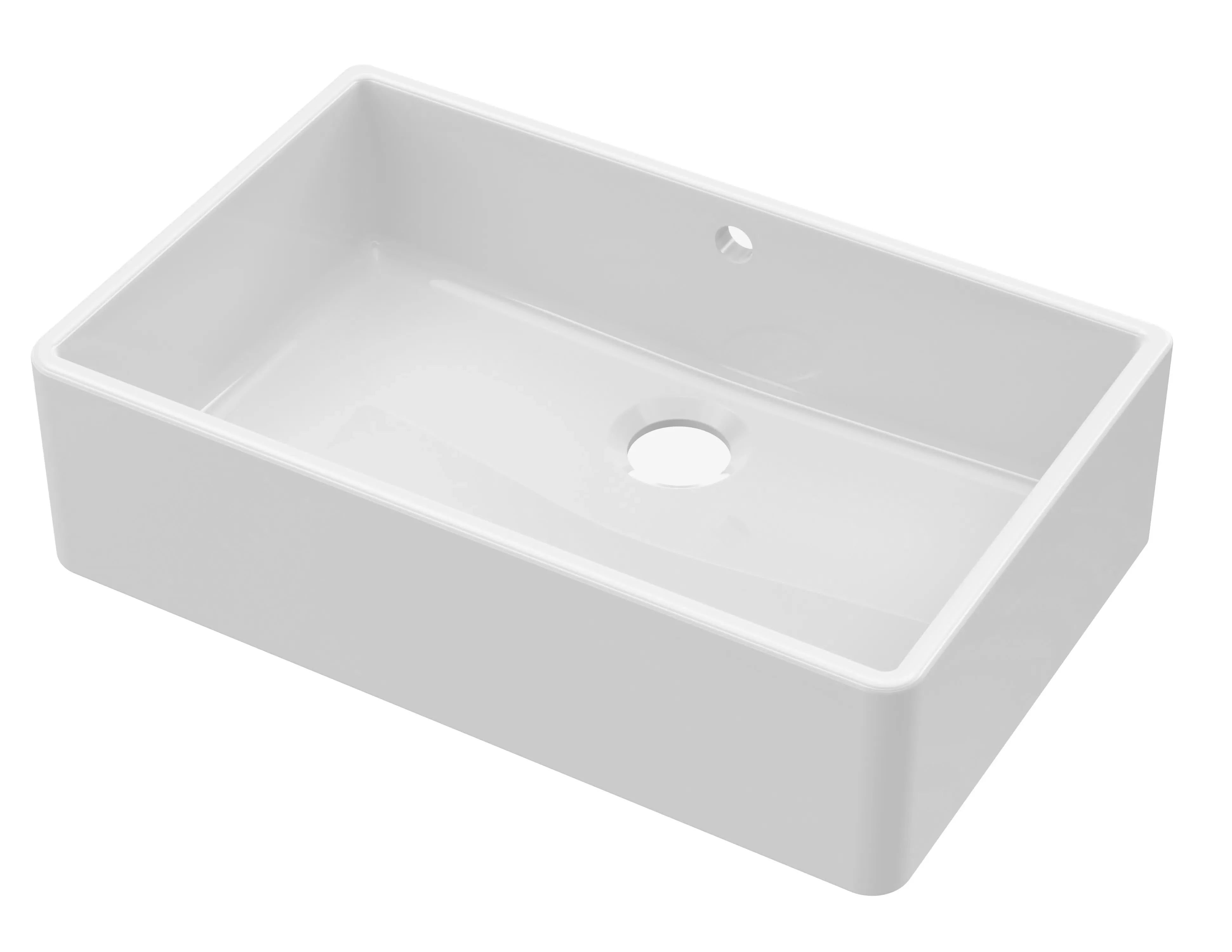 Nuie Single Bowl Butler Sink With Offset Waste And Overflow - White