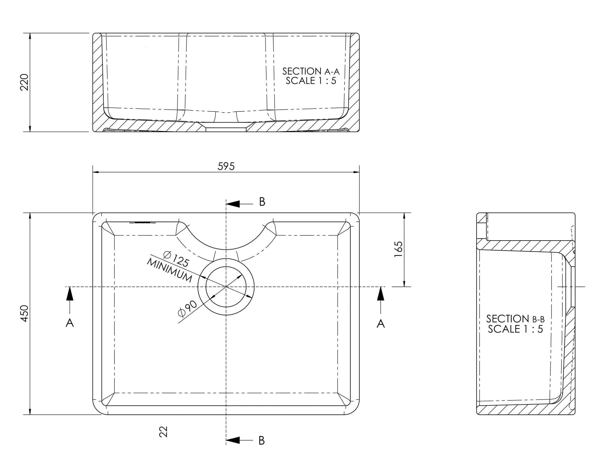 Nuie Single Bowl Butler Sink With Offset Waste And Tap Ledge - White