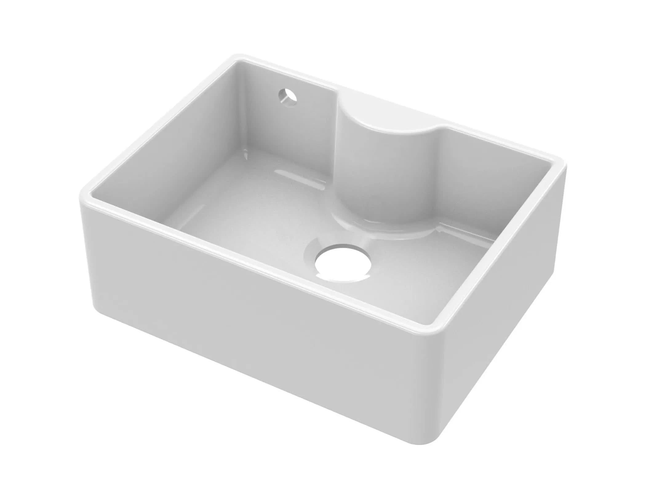 Nuie Single Bowl Butler Sink With Tap Ledge And Overflow - White