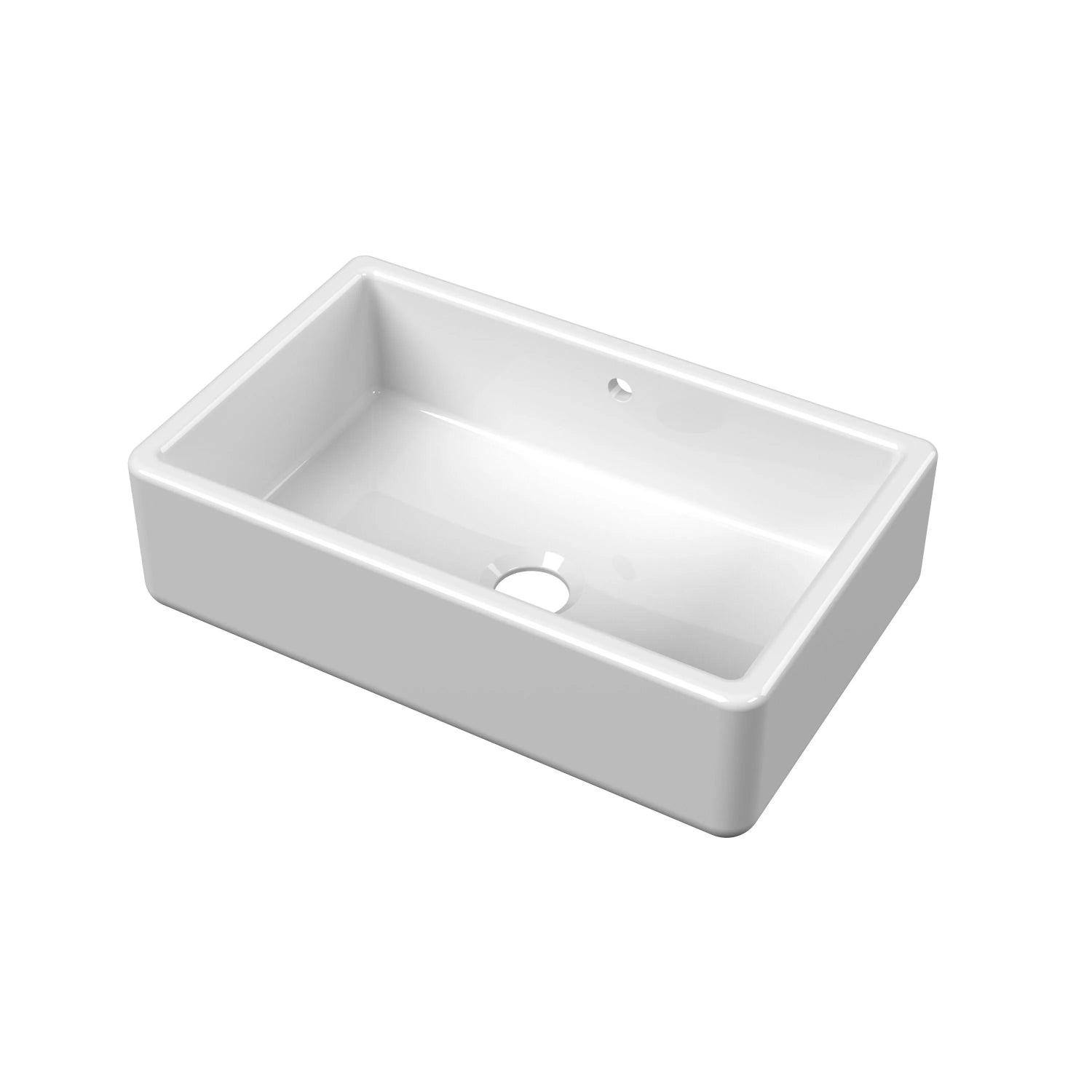 Nuie Single Bowl Traditional Thick Walled Butler Sink - White