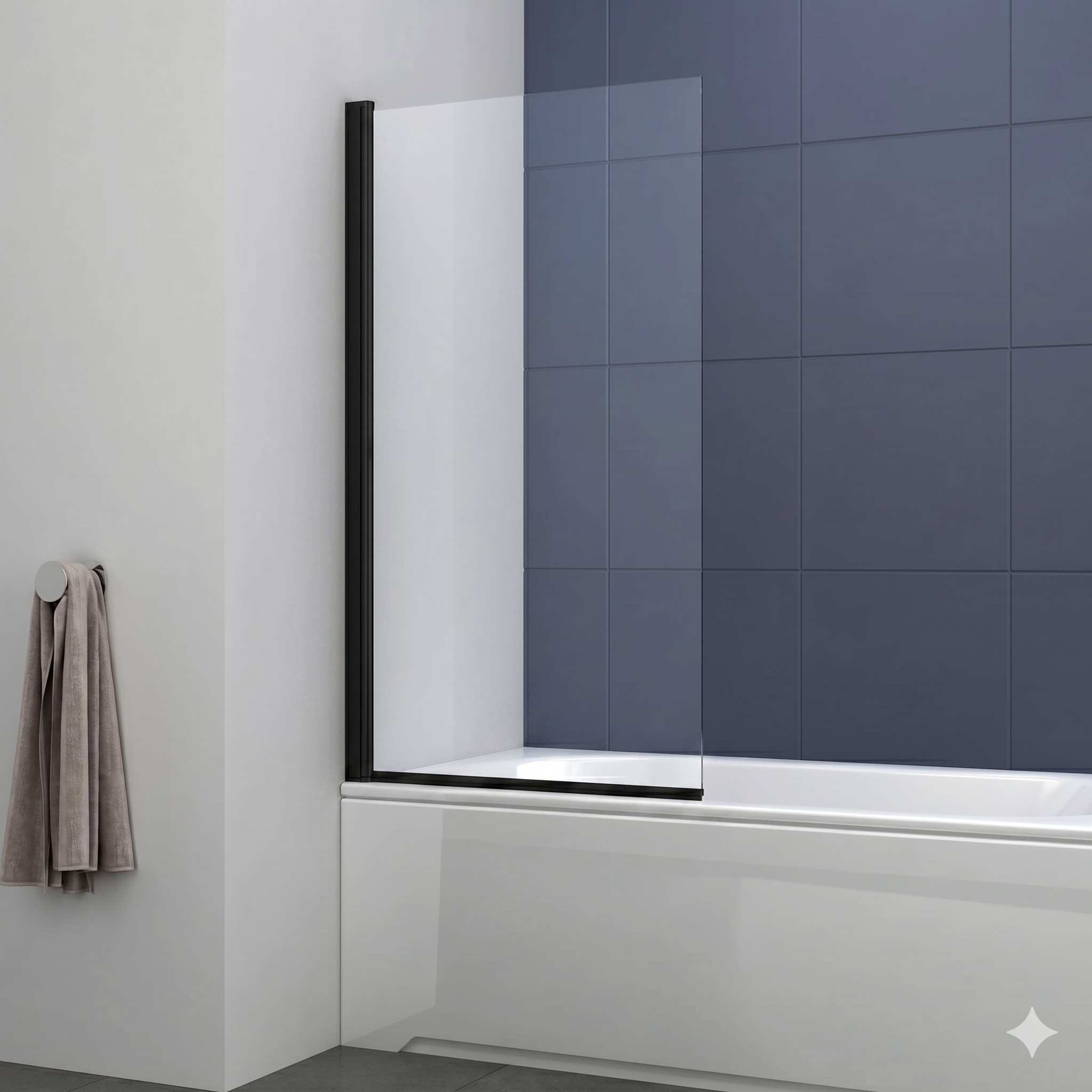 Modern Square Edge Straight Bath Screen - 6mm Glass - 1400mm x 800mm - Chrome