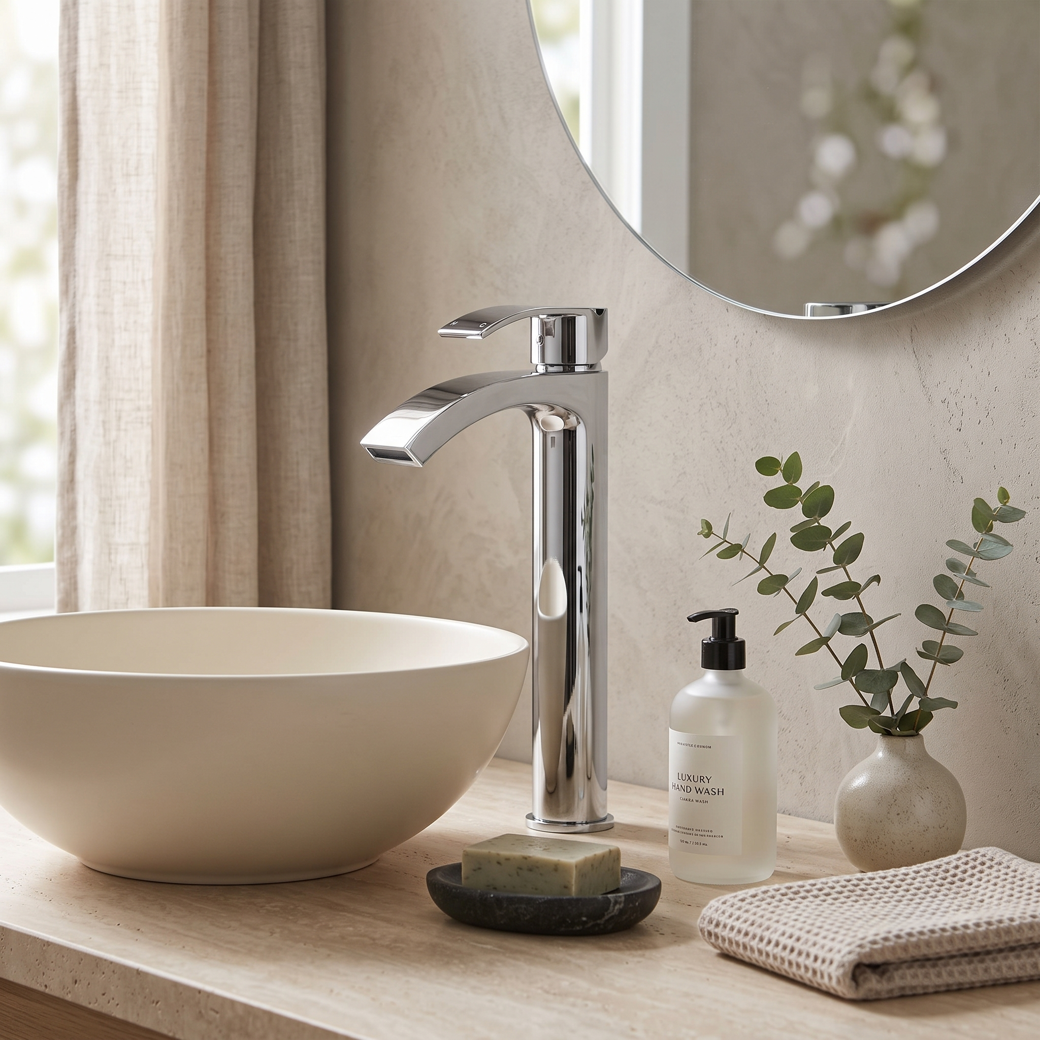 Cascade Curved Tall Basin Mixer Tap - Chrome