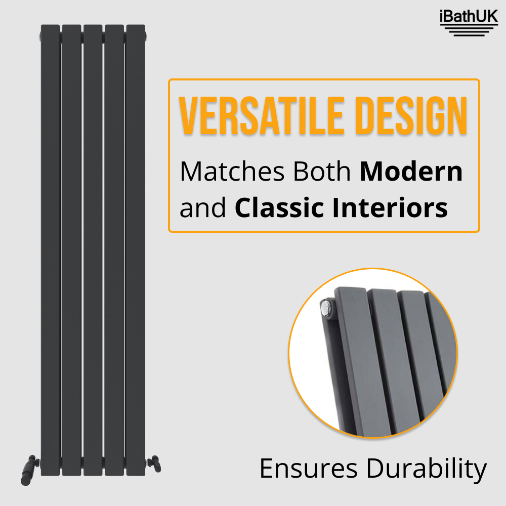 iBathUK Apex Vertical Double Panel Slim Flat Radiator, Designer Slim Radiator