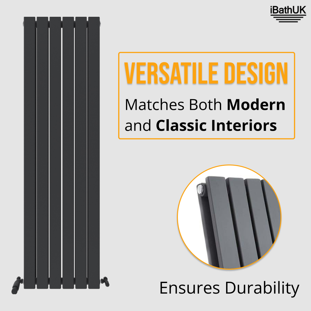 iBathUK Apex Vertical Double Panel Slim Flat Radiator, Designer Slim Radiator