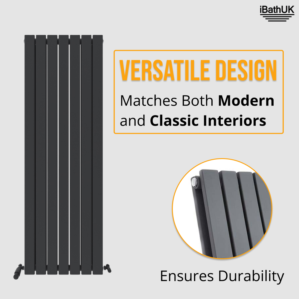 iBathUK Apex Vertical Double Panel Slim Flat Radiator, Designer Slim Radiator