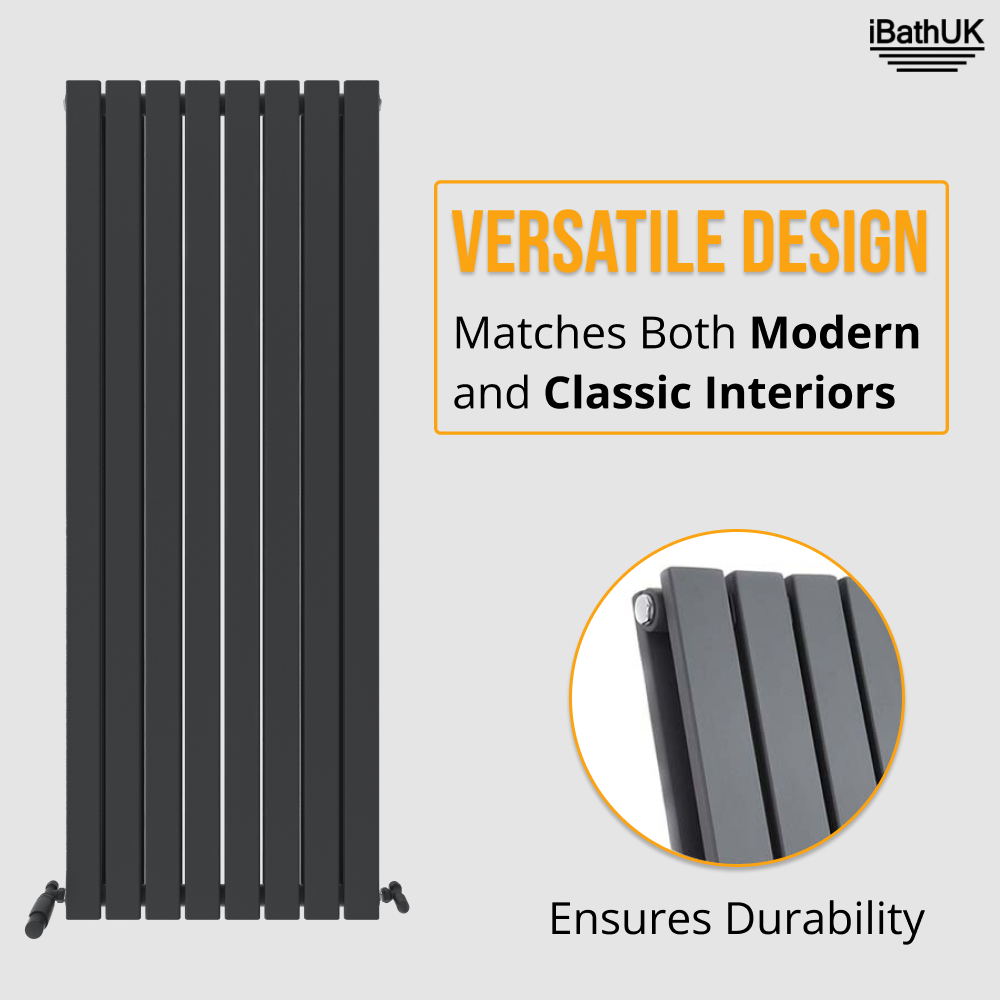 iBathUK Apex Vertical Double Panel Slim Flat Radiator, Designer Slim Radiator