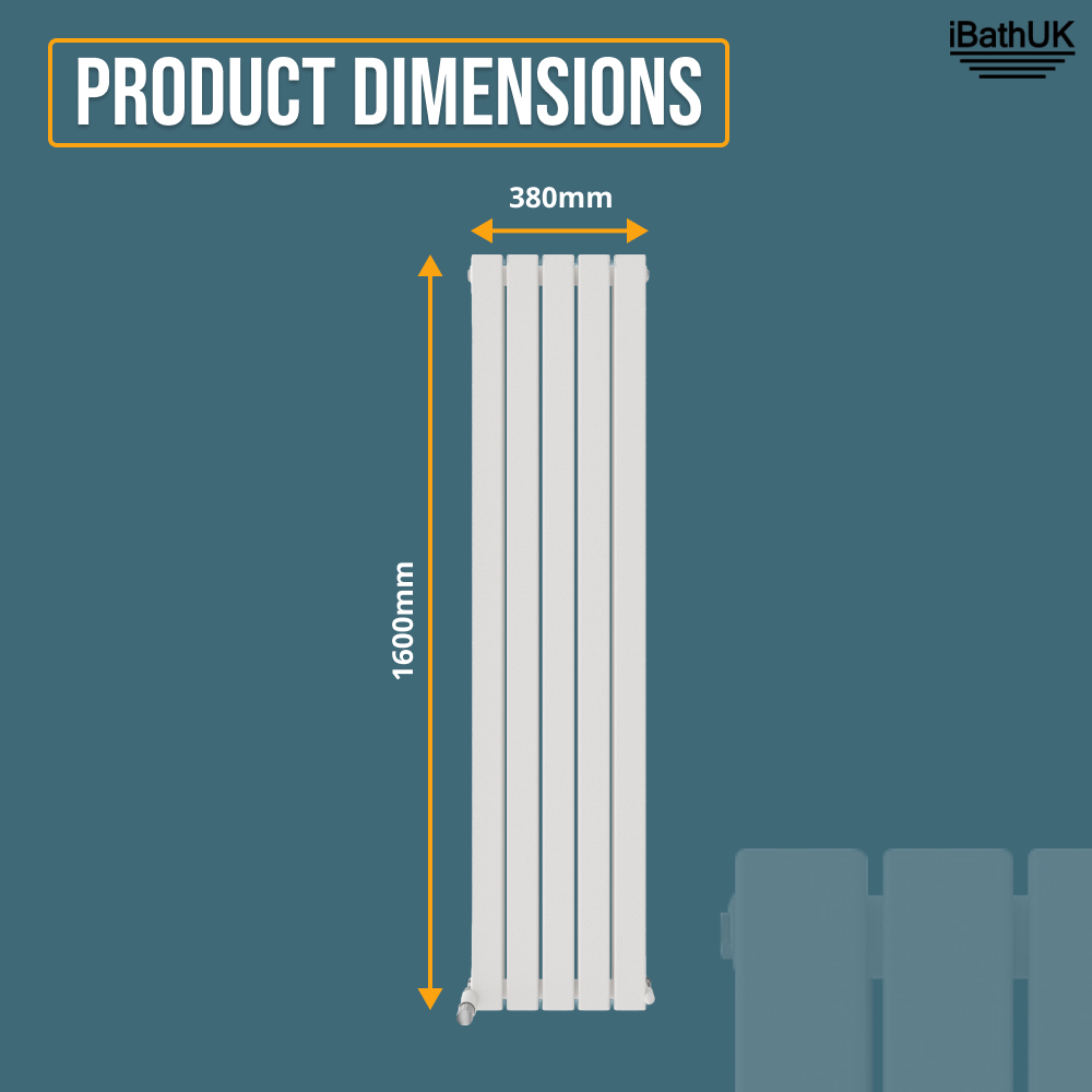 iBathUK Apex Vertical Double Panel Slim Flat Radiator, Designer Slim Radiator