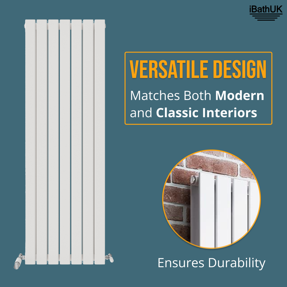 iBathUK Apex Vertical Double Panel Slim Flat Radiator, Designer Slim Radiator
