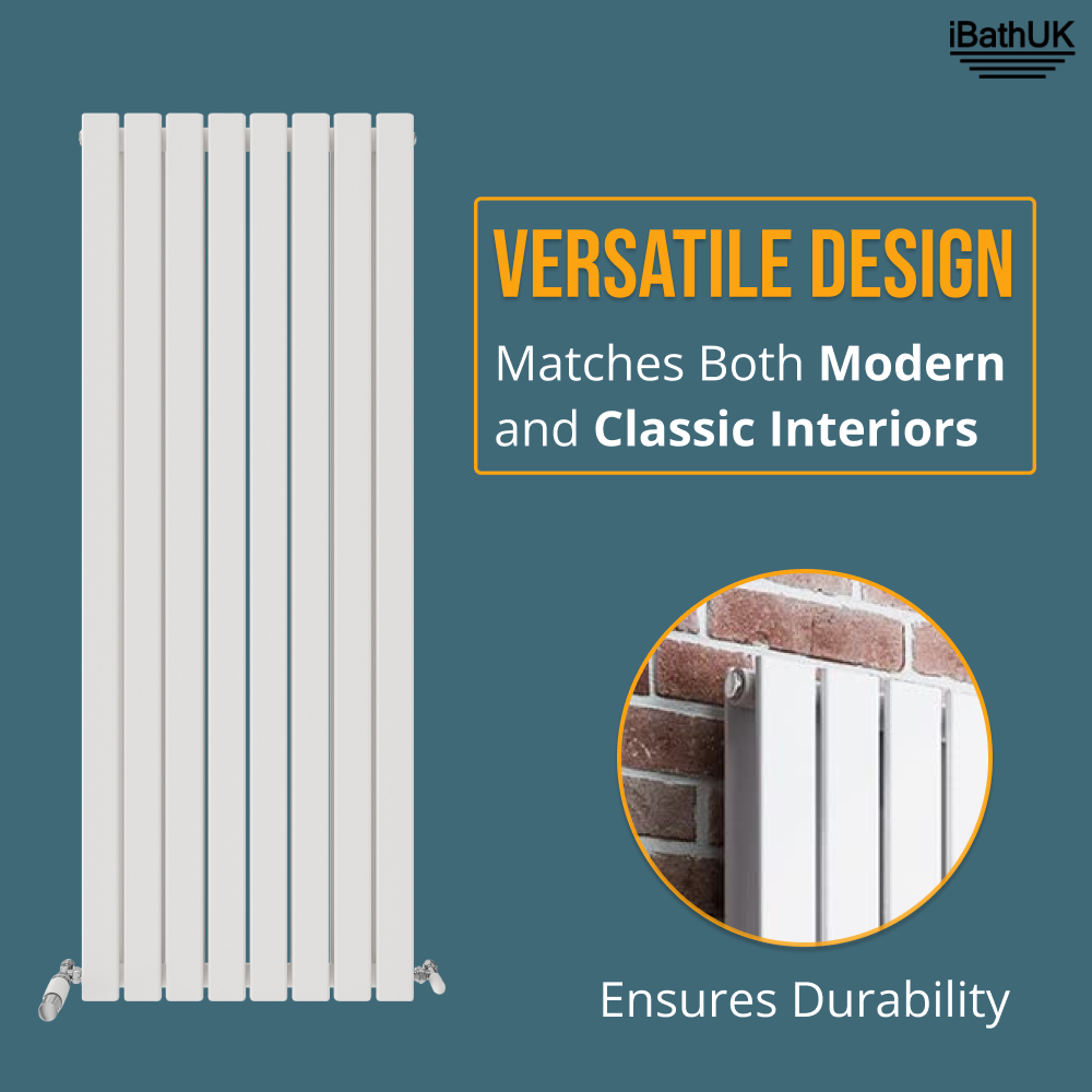 iBathUK Apex Vertical Double Panel Slim Flat Radiator, Designer Slim Radiator