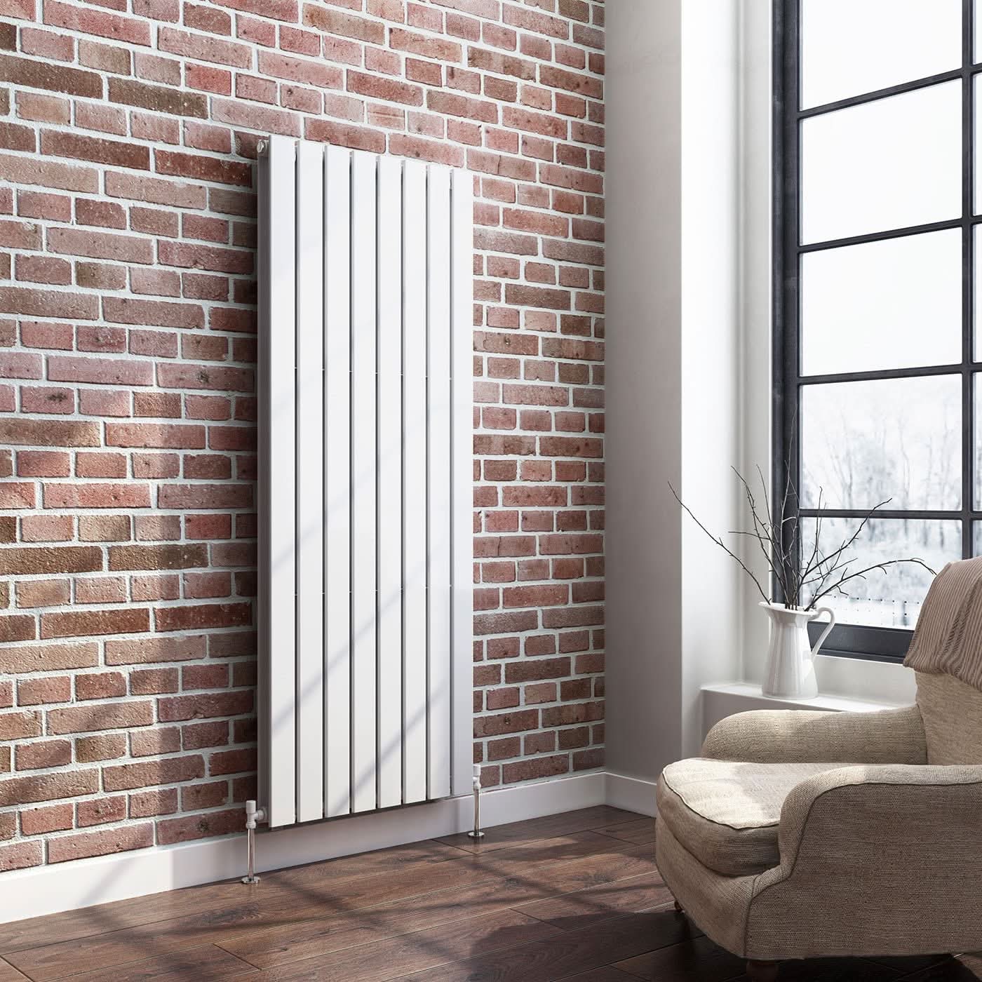 iBathUK Apex Vertical Double Panel Slim Flat Radiator, Designer Slim Radiator