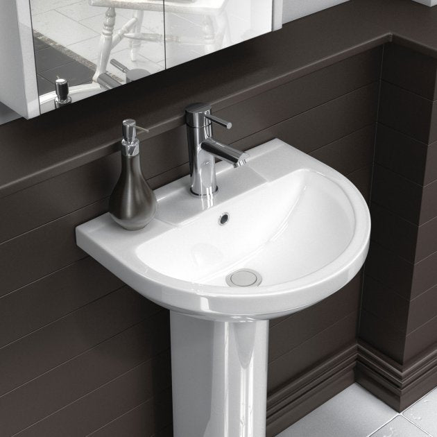 Harmony Basin with Pedestal - 500mm Wide - 1 TH - White