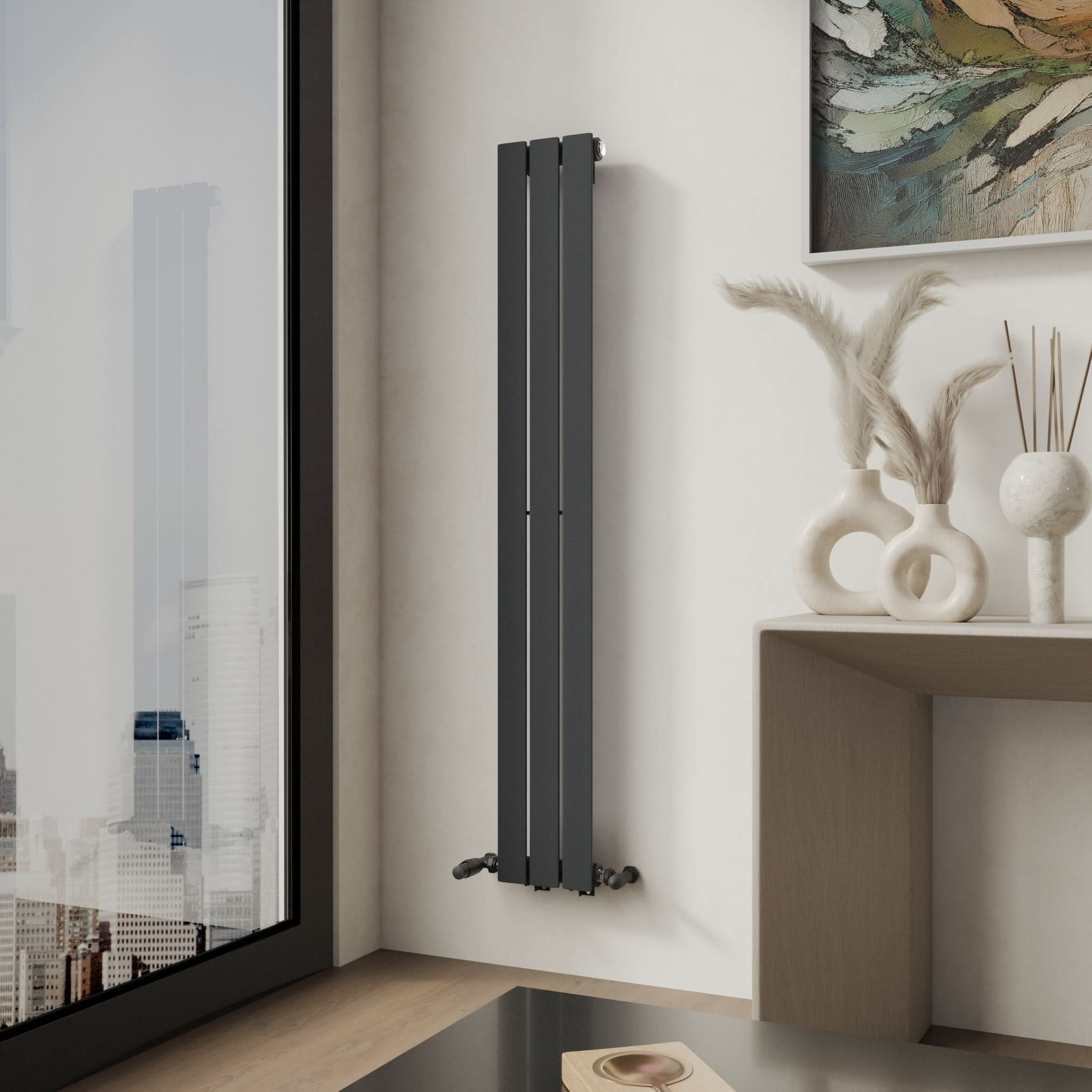 iBathUK Apex Vertical Single Panel Slim Flat Radiator, Designer Slim Radiator