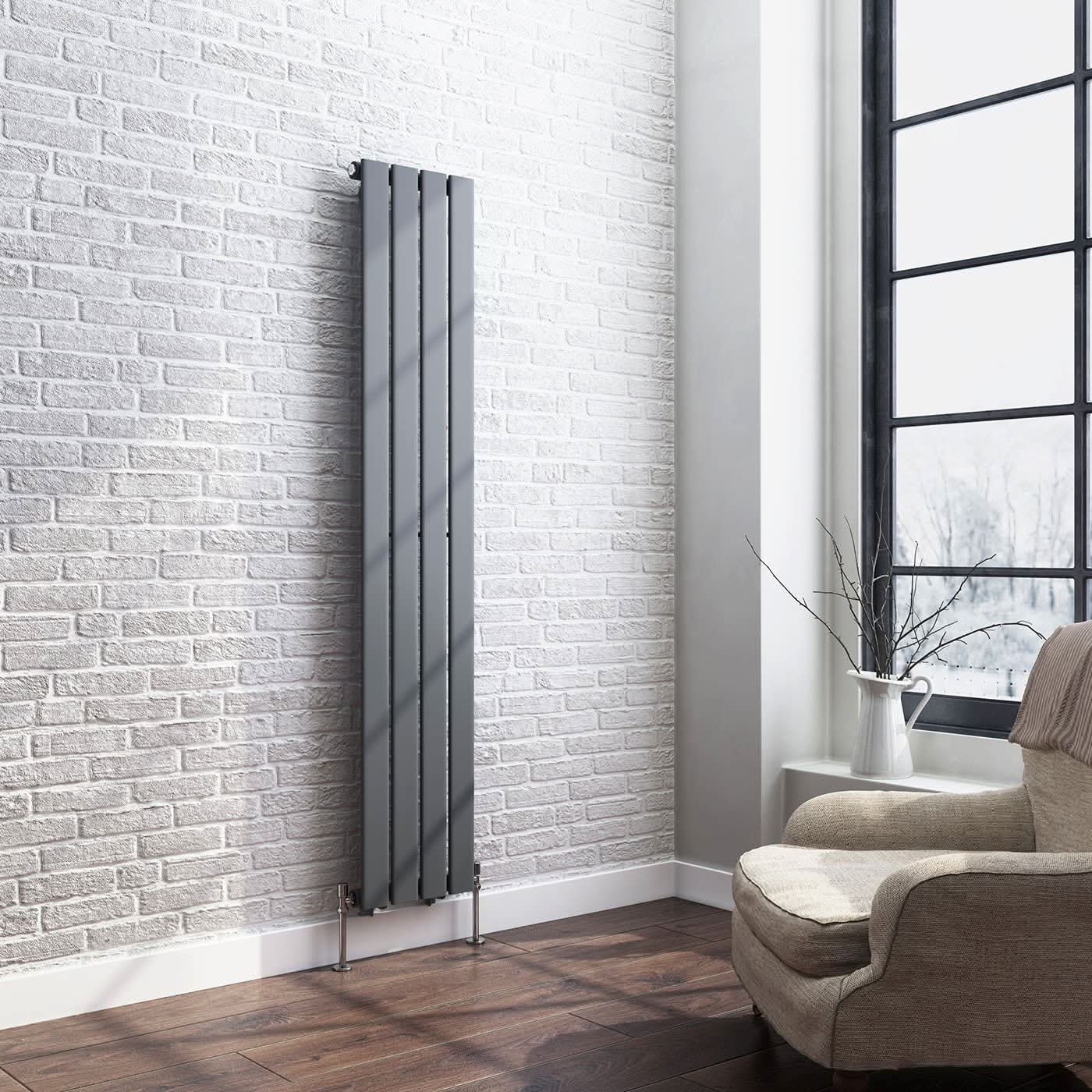 iBathUK Apex Vertical Single Panel Slim Flat Radiator, Designer Slim Radiator
