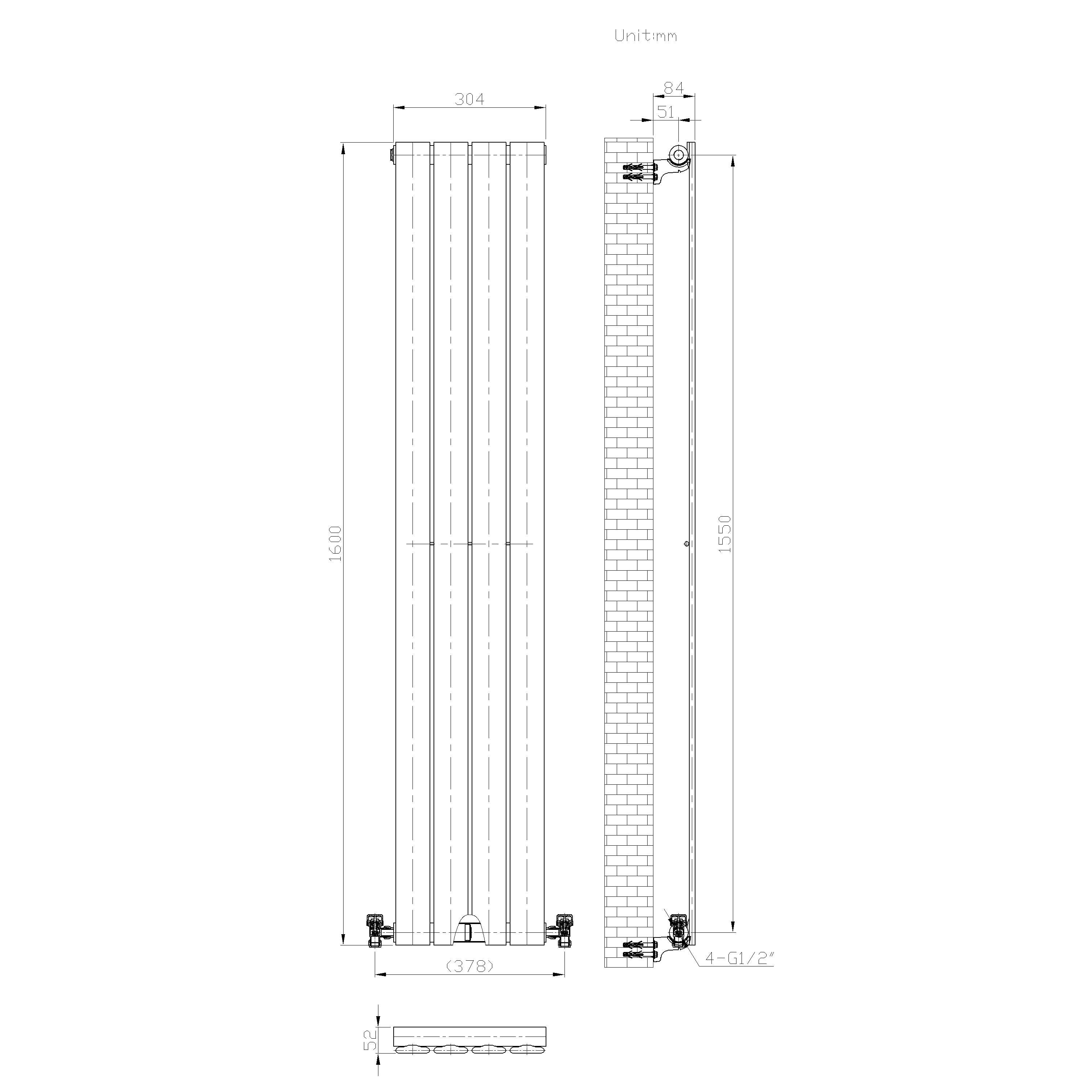iBathUK Apex Vertical Single Panel Slim Flat Radiator, Designer Slim Radiator