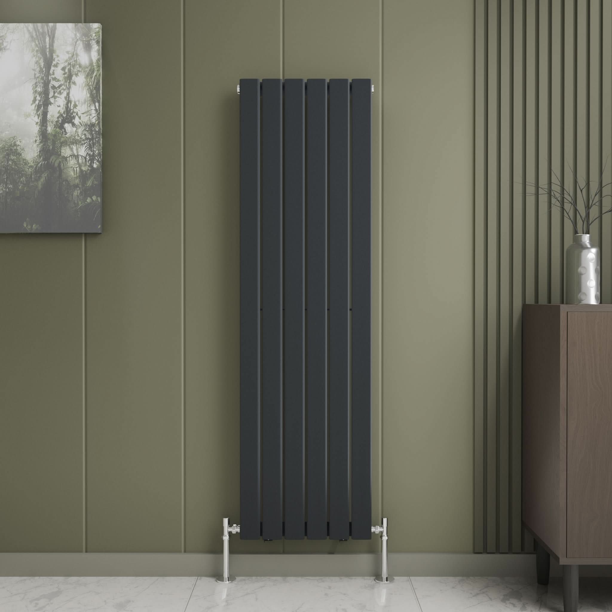 iBathUK Apex Vertical Single Panel Slim Flat Radiator, Designer Slim Radiator