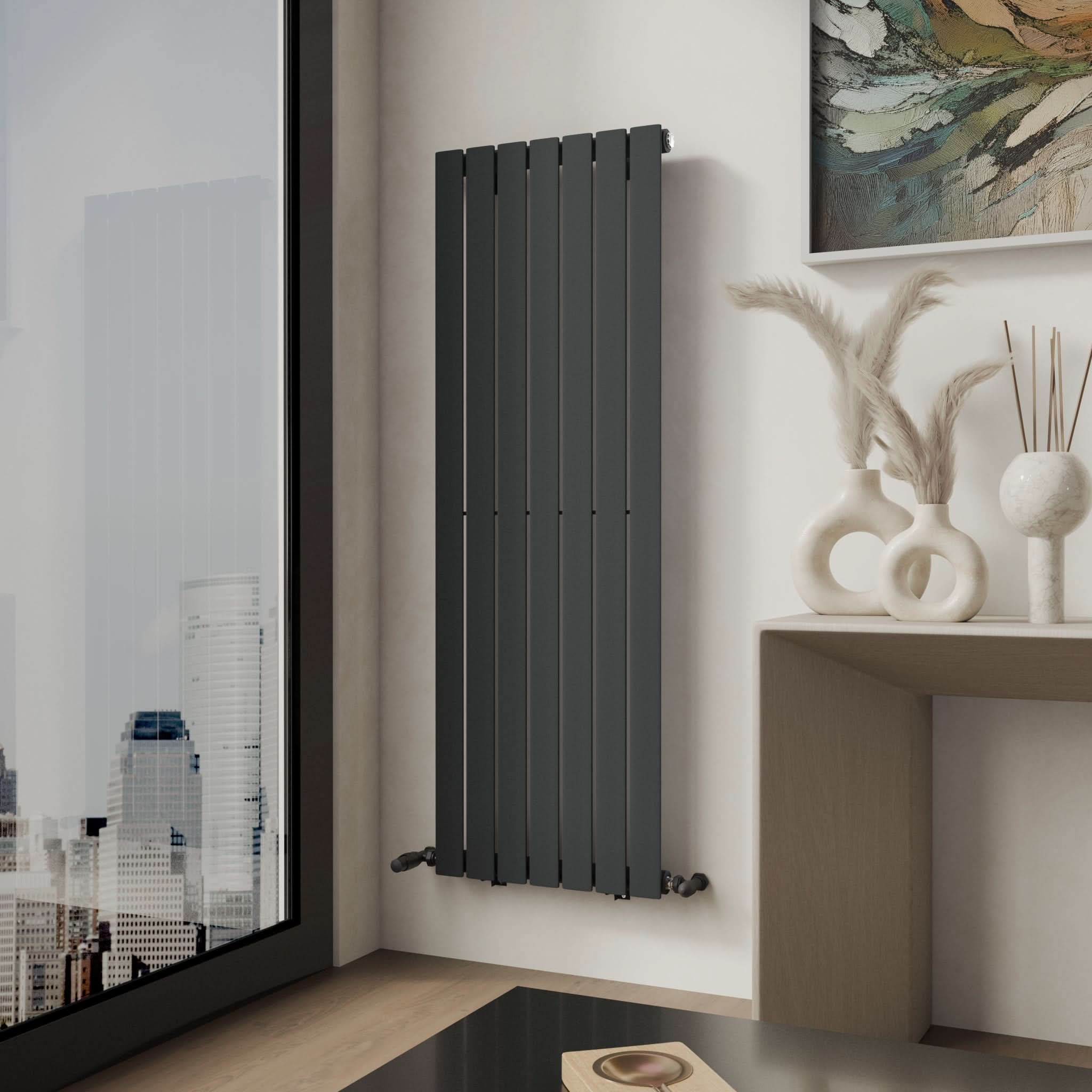 iBathUK Apex Vertical Single Panel Slim Flat Radiator, Designer Slim Radiator