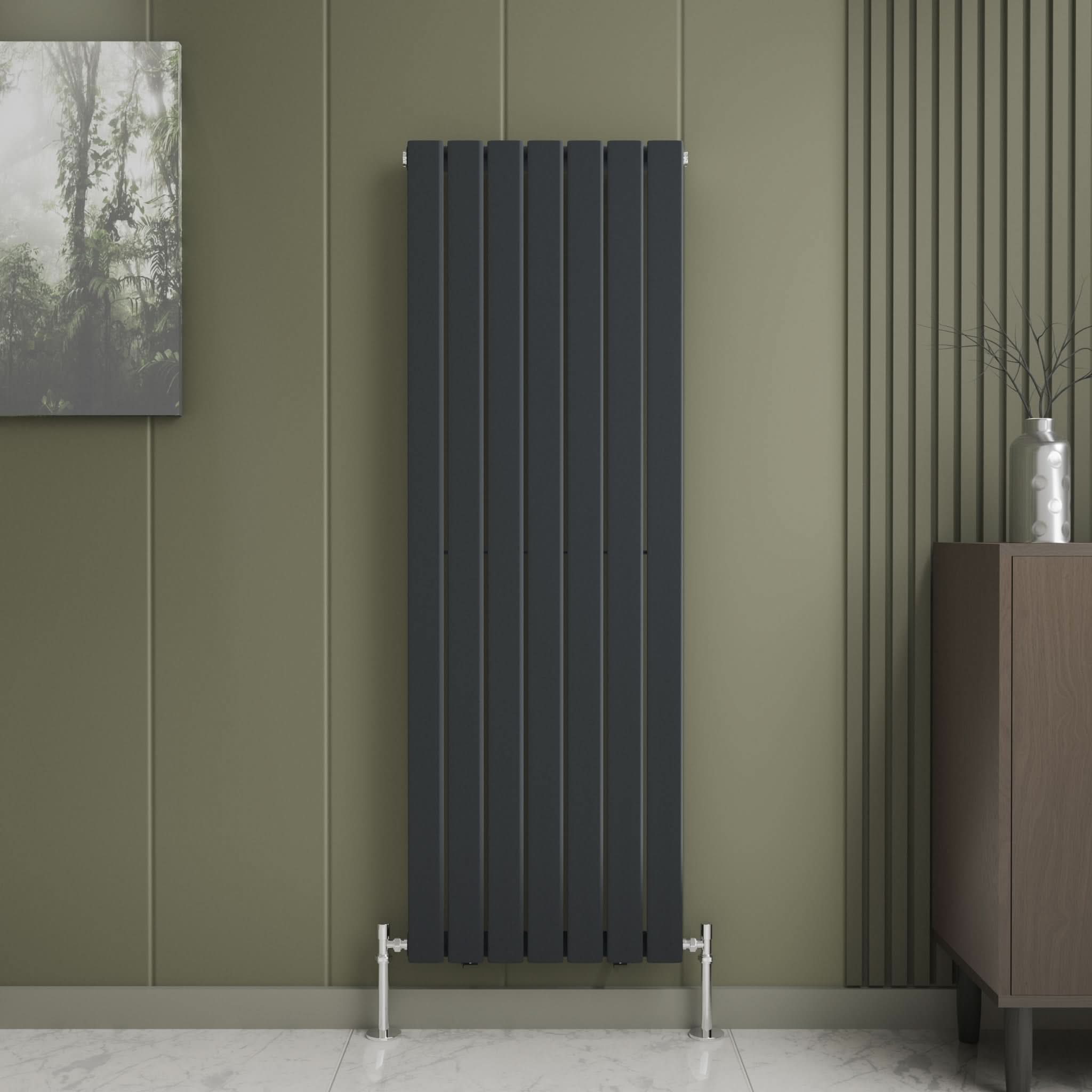 iBathUK Apex Vertical Single Panel Slim Flat Radiator, Designer Slim Radiator