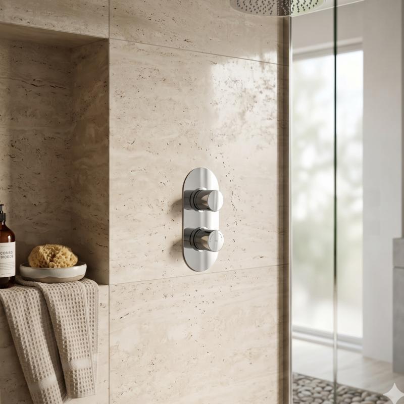 Celcius 1 Outlet Thermostatic Round Concealed Shower Valve - Chrome