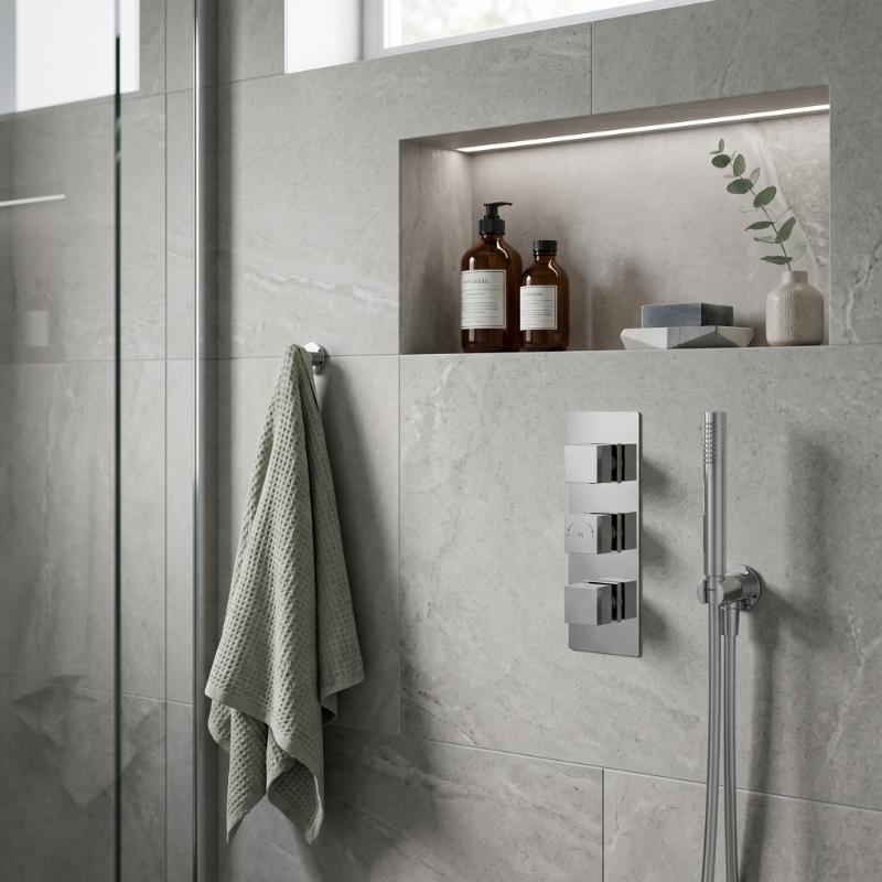 Modus 3 Outlet Square Concealed Shower Valve With Diverter - Chrome