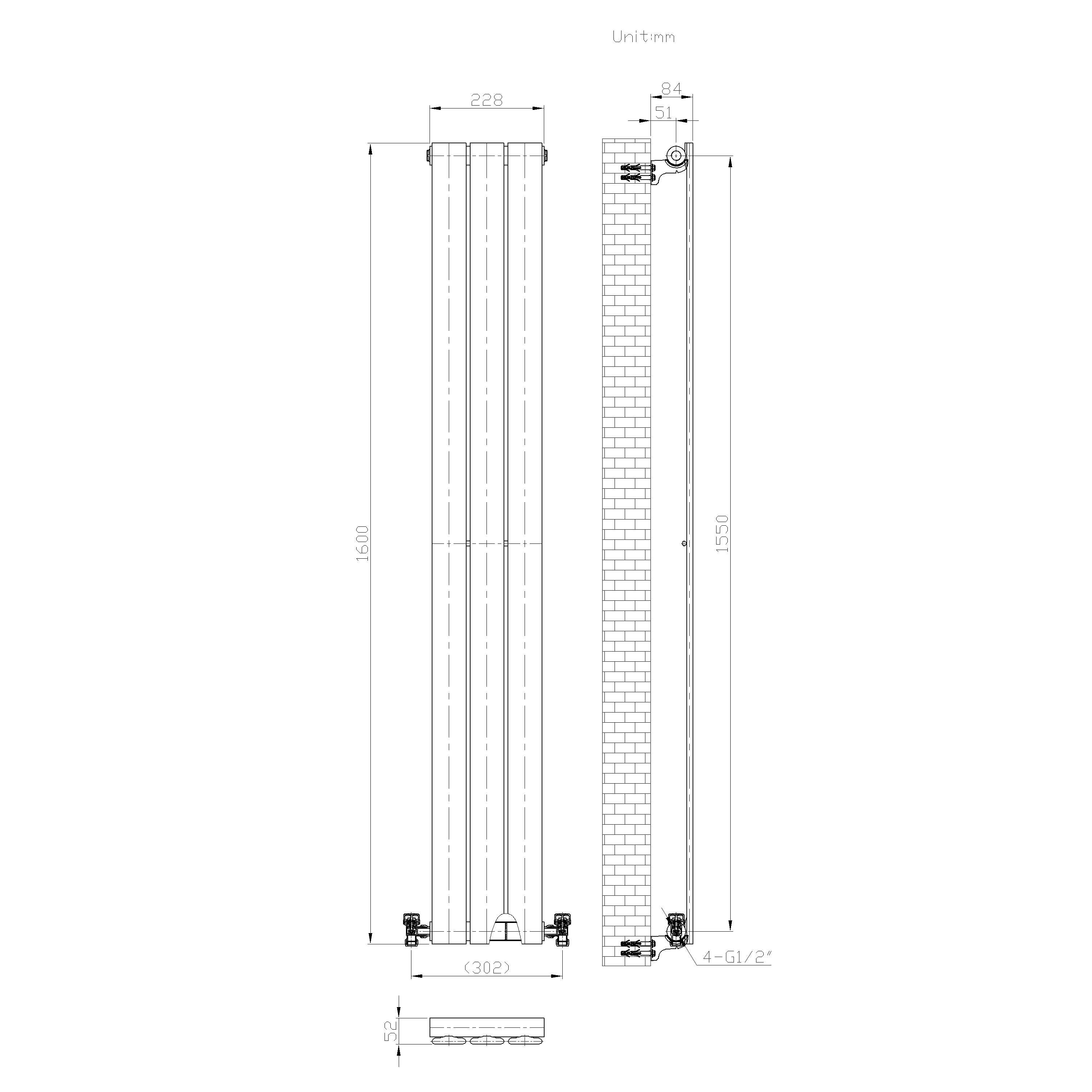iBathUK Apex Vertical Single Panel Slim Flat Radiator, Designer Slim Radiator