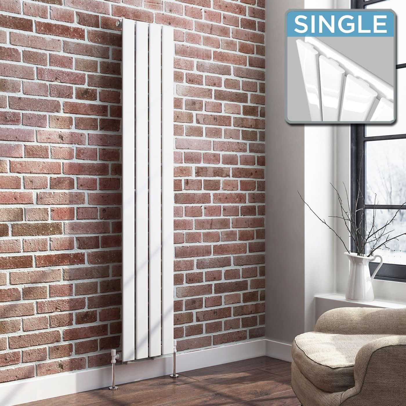 iBathUK Apex Vertical Single Panel Slim Flat Radiator, Designer Slim Radiator