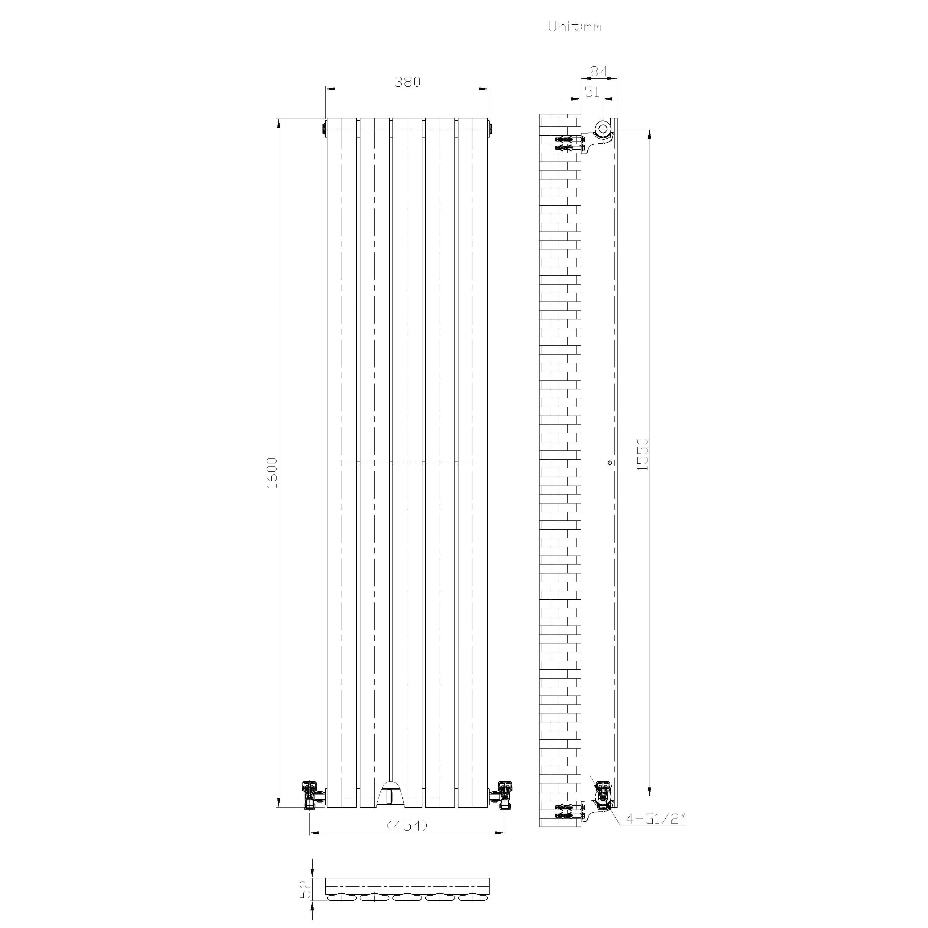 iBathUK Apex Vertical Single Panel Slim Flat Radiator, Designer Slim Radiator