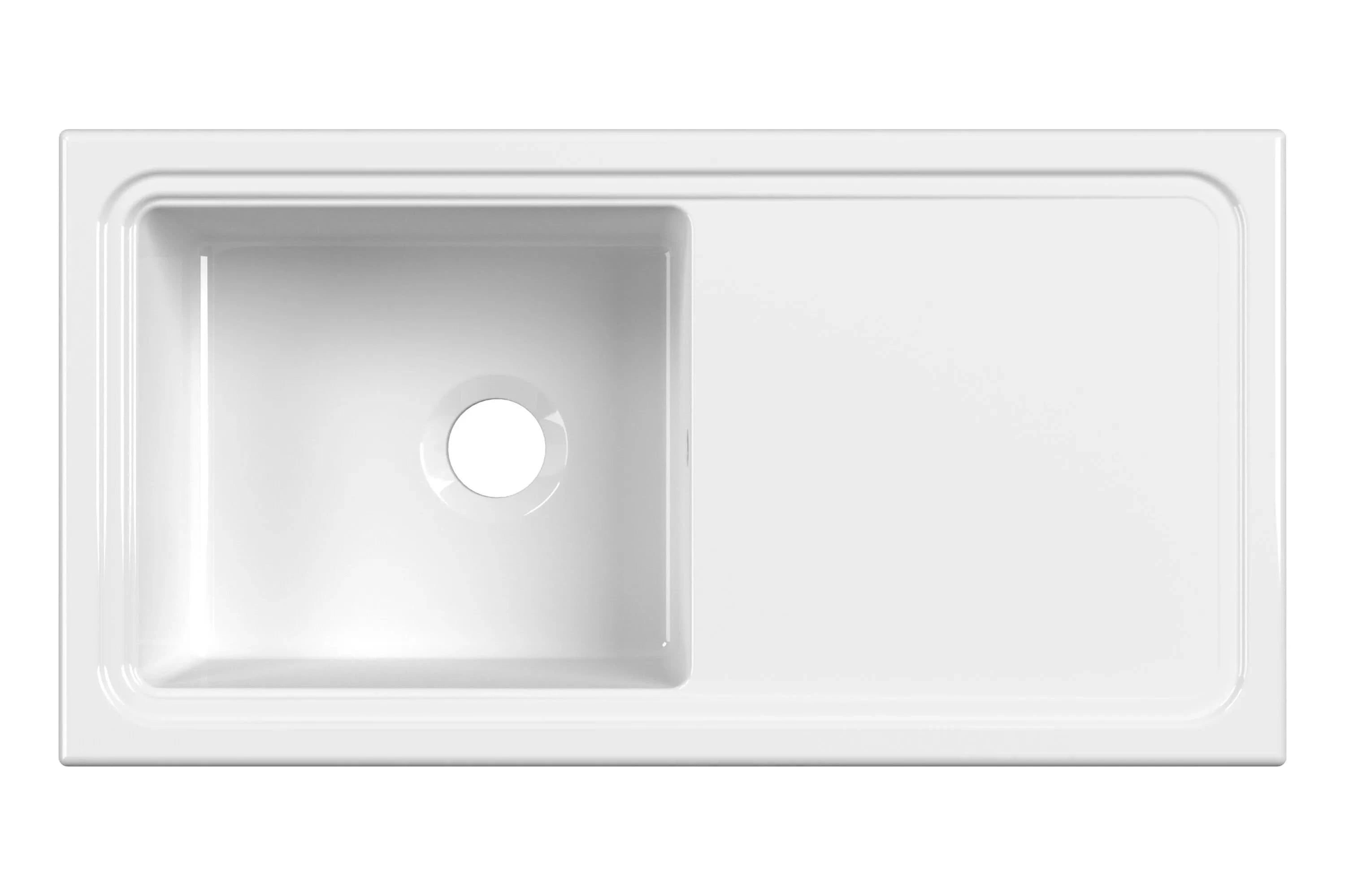 Nuie 1010mm Single Bowl Rectangular Plain Countertop Drainer Sink