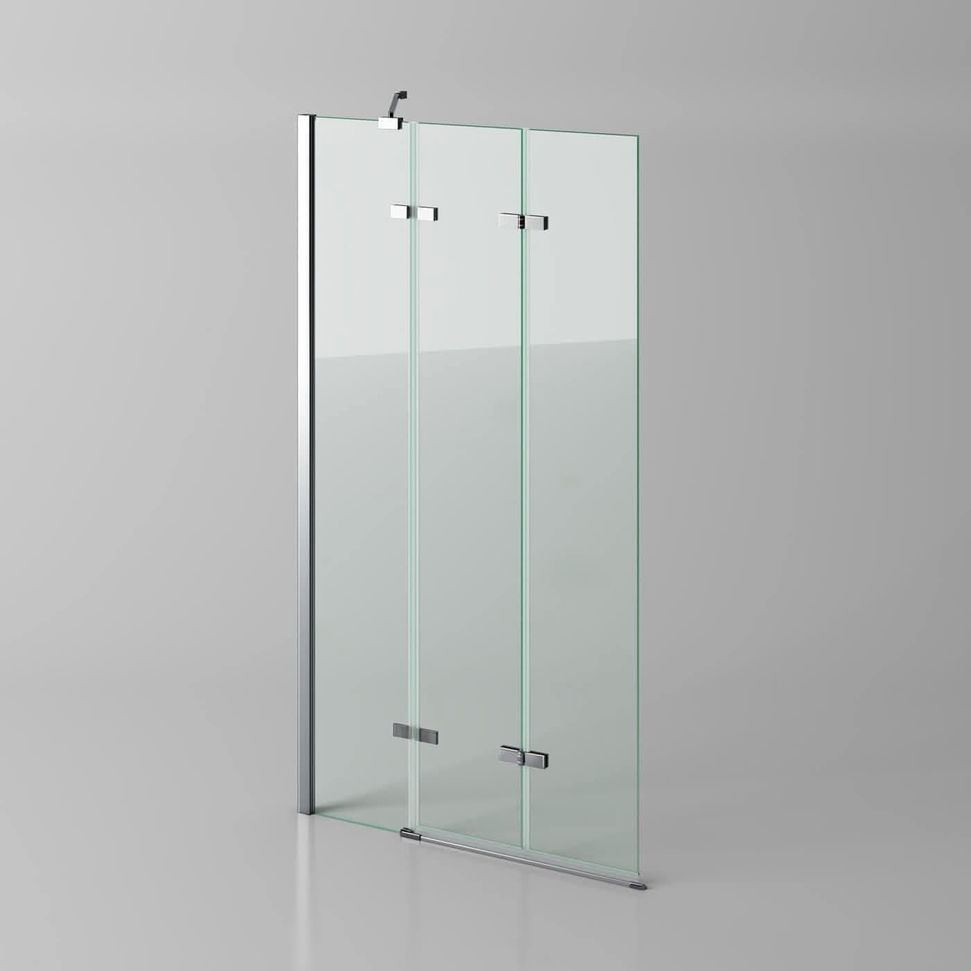 Modern Folding Shower Bath Screen With Panel - RH - 1400mm x 800mm - Chrome
