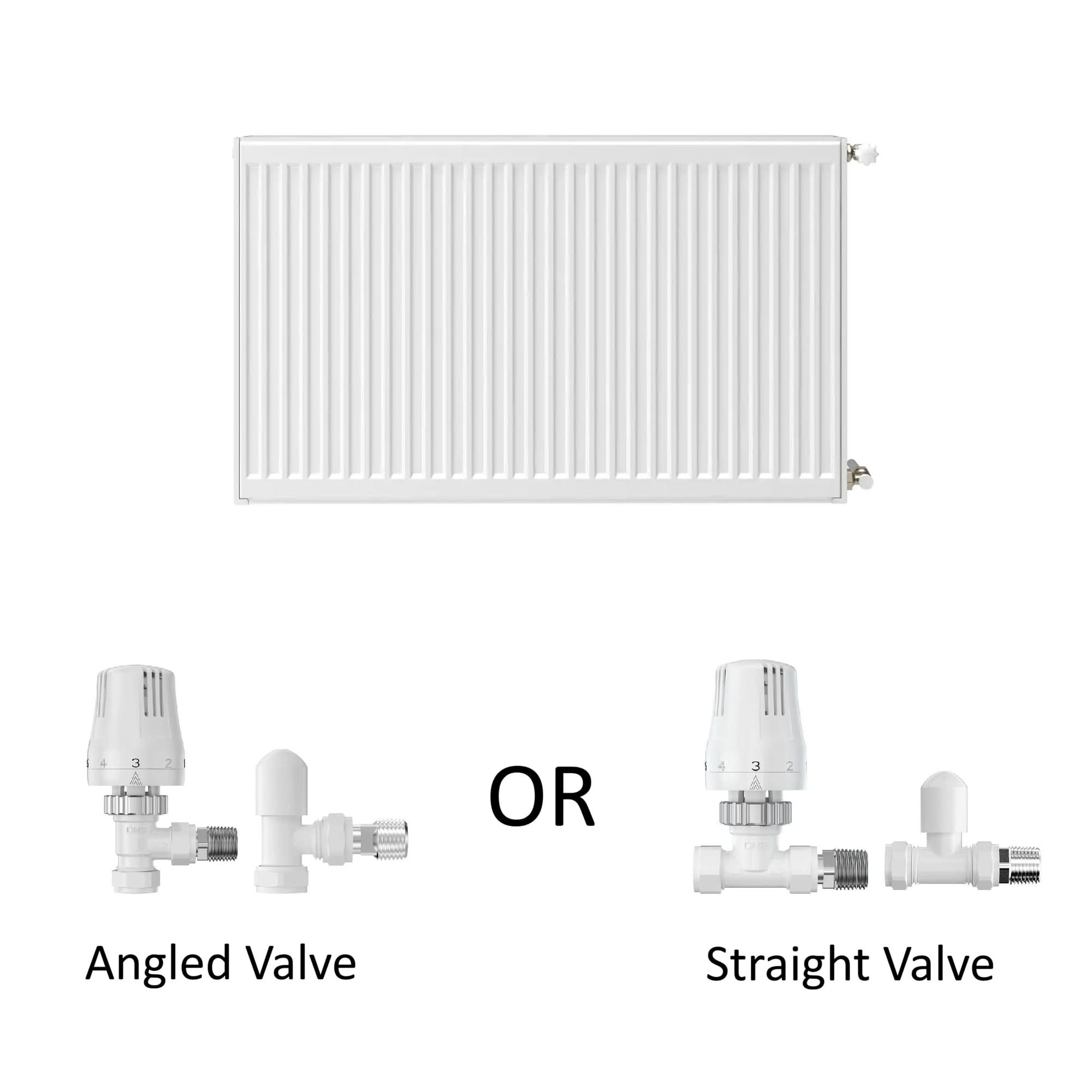 iBathUK Haven Type 22 Panel Radiator with Thermostatic Radiator Valves - White - Various Size Options