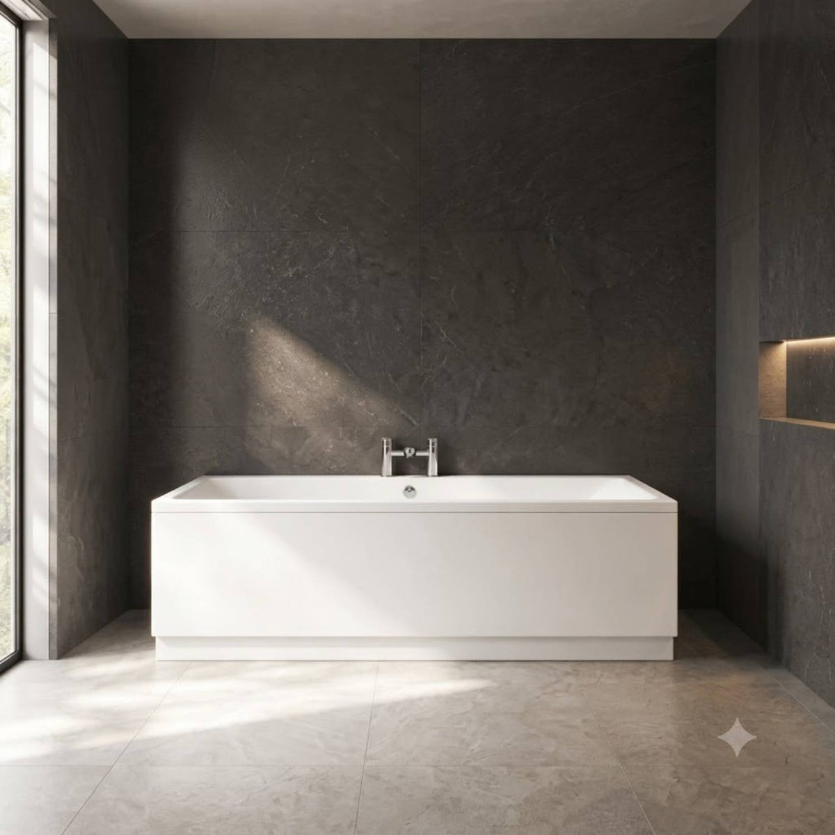 Origin Thin Edge Rectangular Double Ended Bath With Legs - White