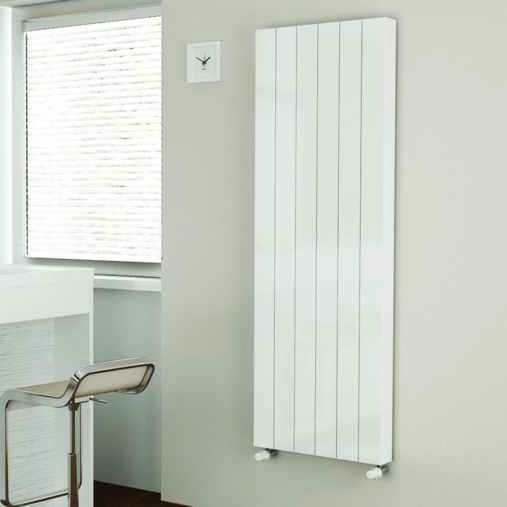 iBathUK Premium Vertical Air Type 20 Single Panel Radiator with Thermostatic Radiator Valves - White - 1800mm High