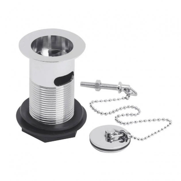 Nio Round Slotted Basin Waste With Brass Plug and Ball Chain - Chrome